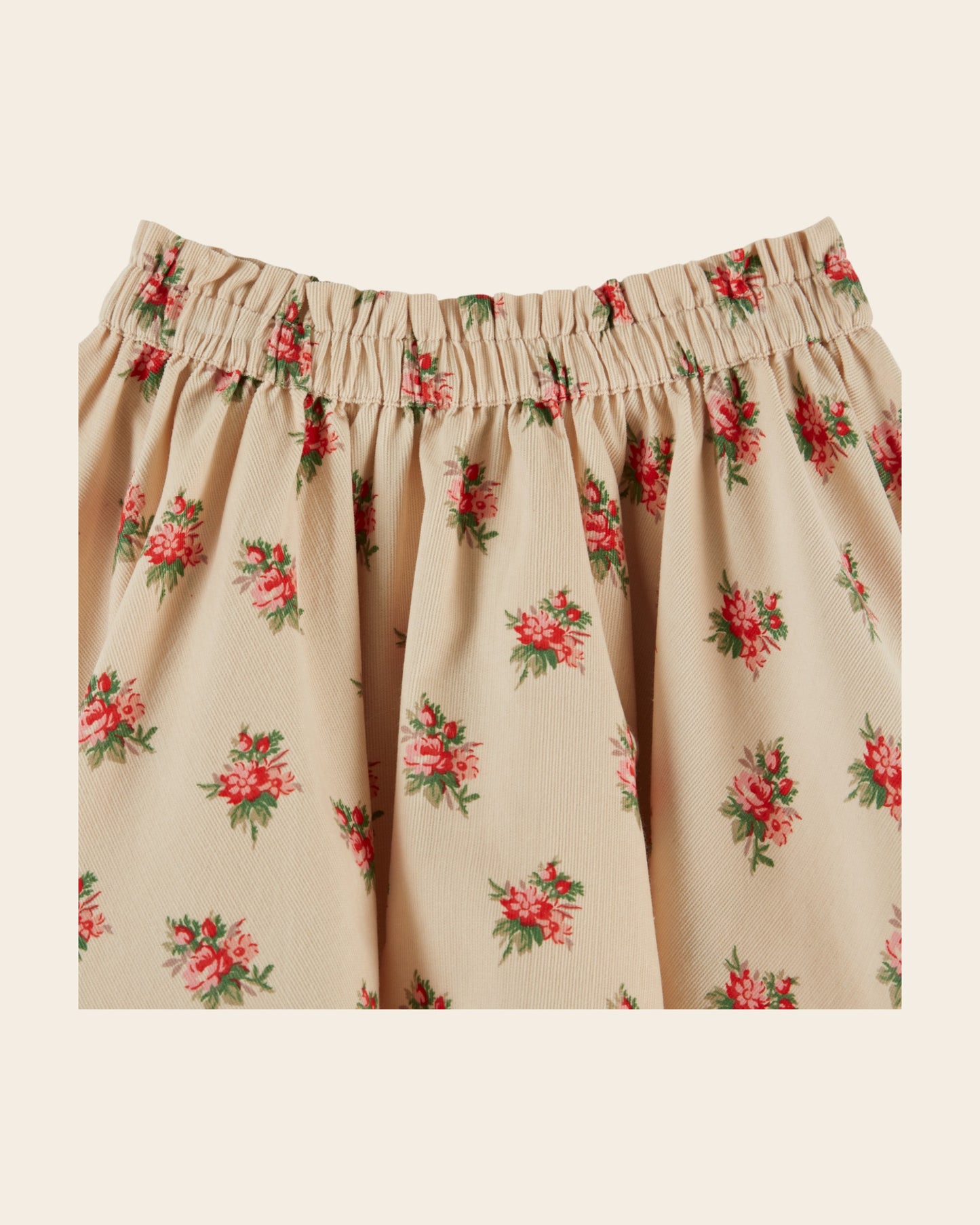 Jupe - Velours fleuri beige