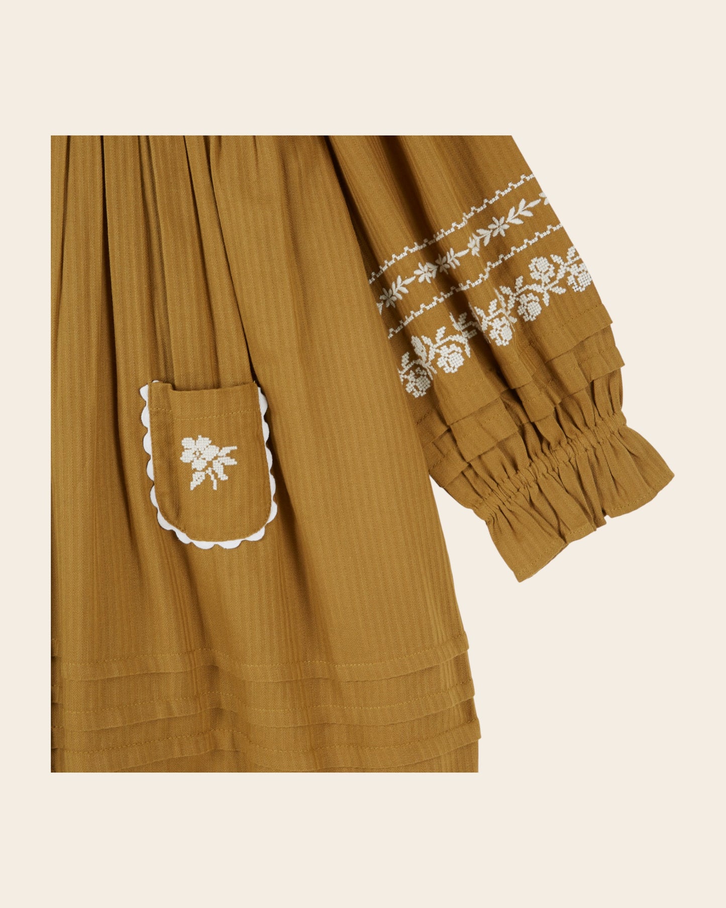 Robe - Brodée olive