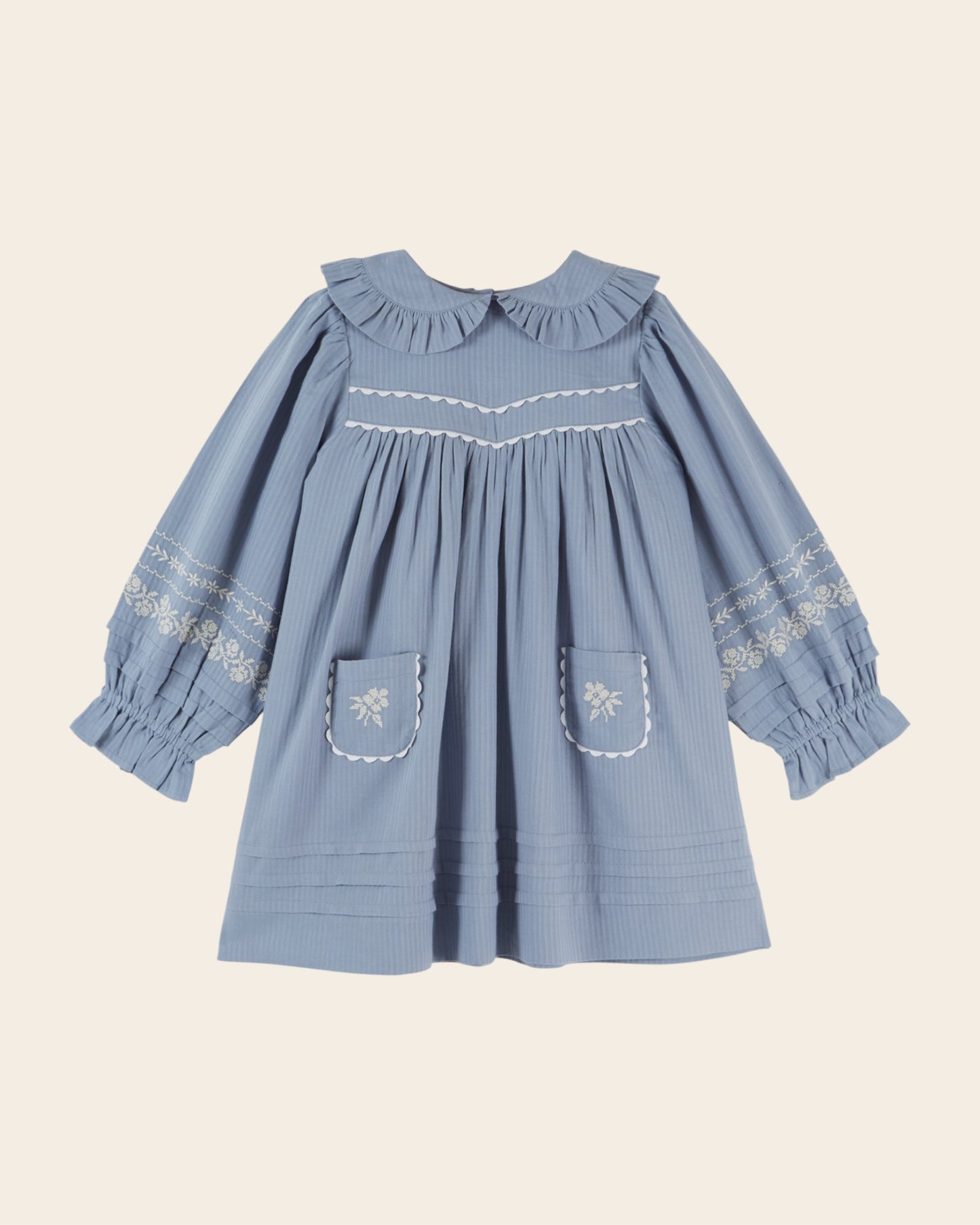 Robe - Brodée bleu