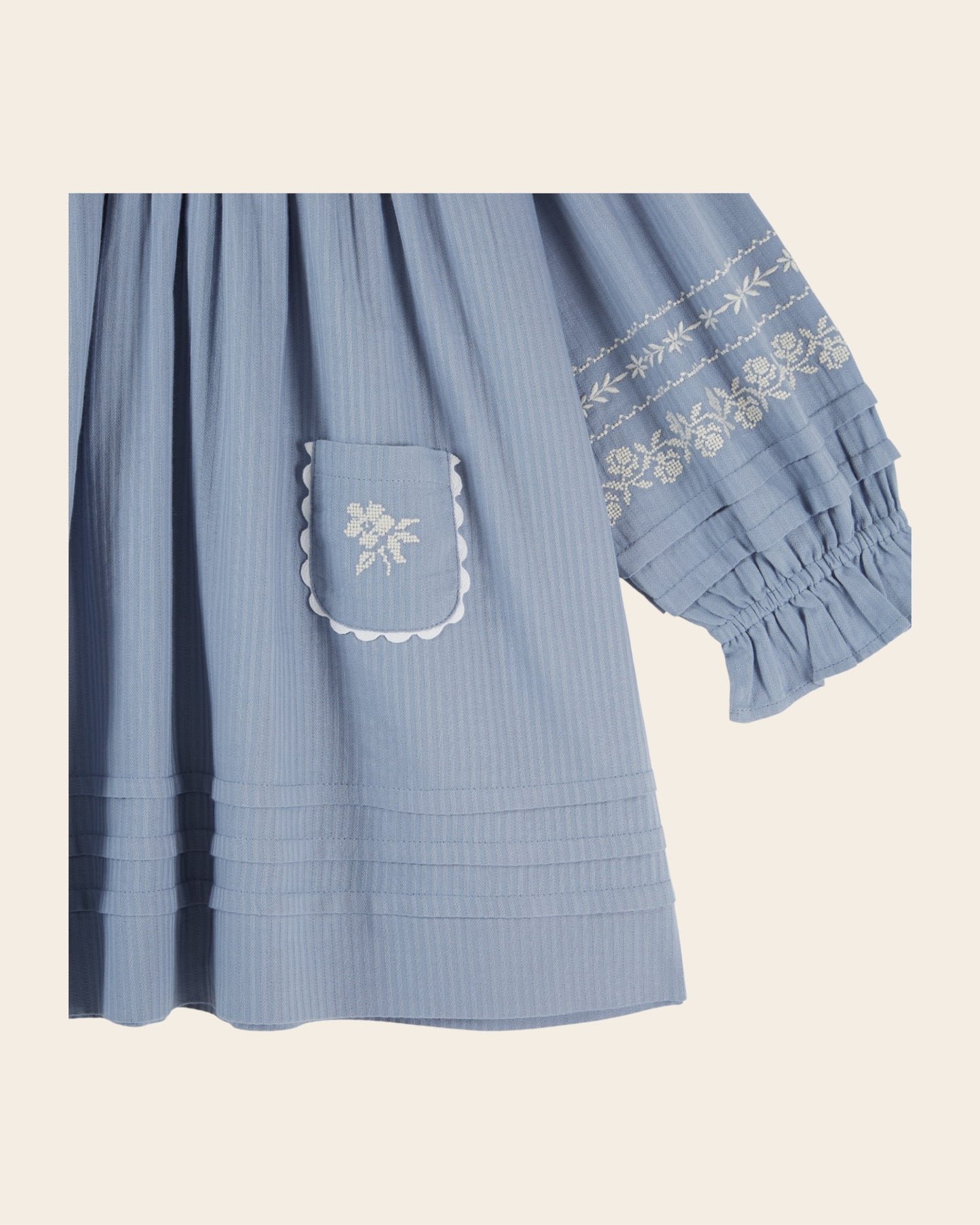 Robe - Brodée bleu