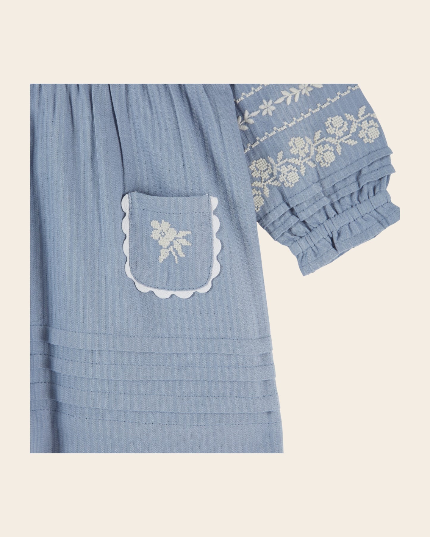 Robe - Brodée bleu