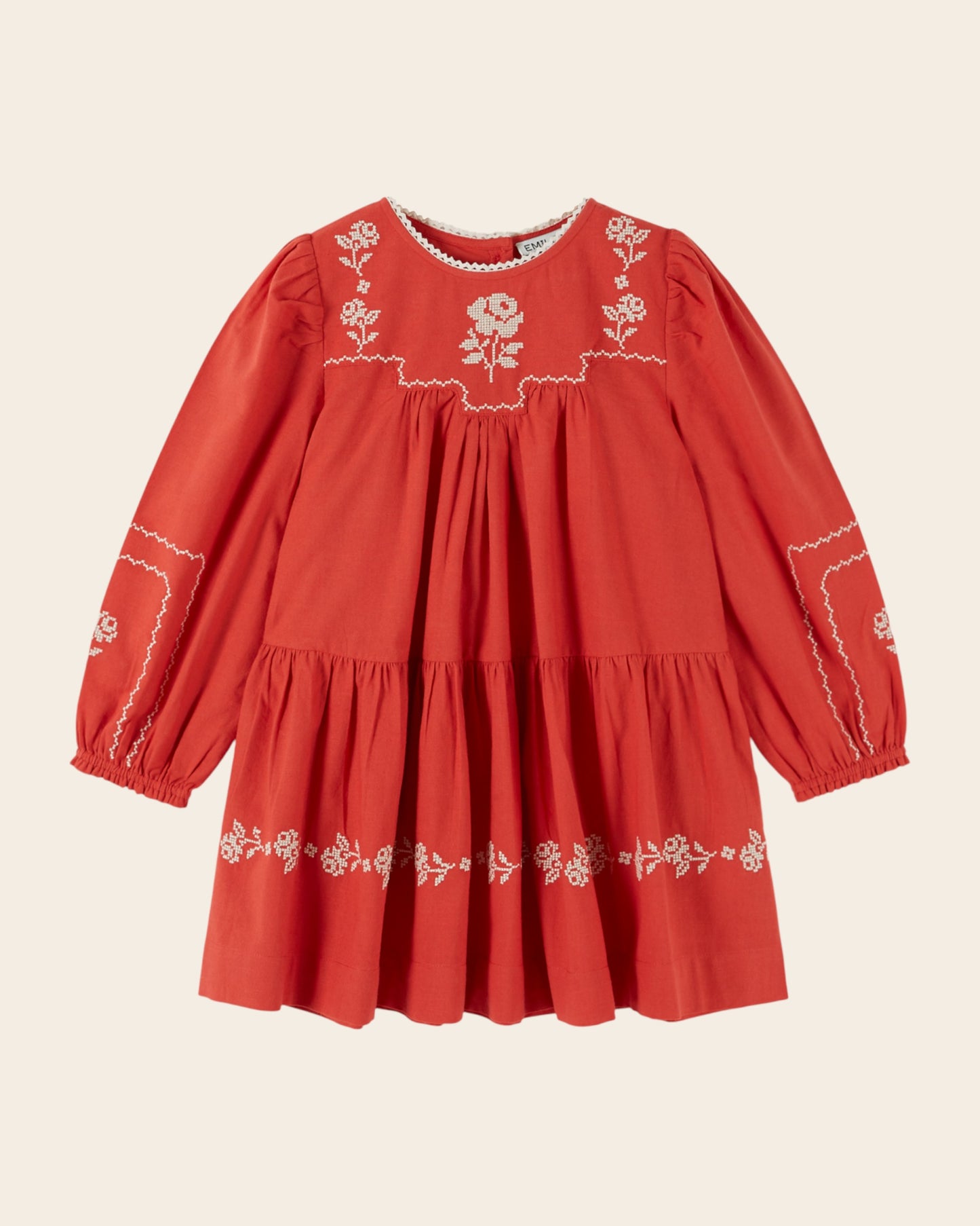 Robe - Brodée rouge