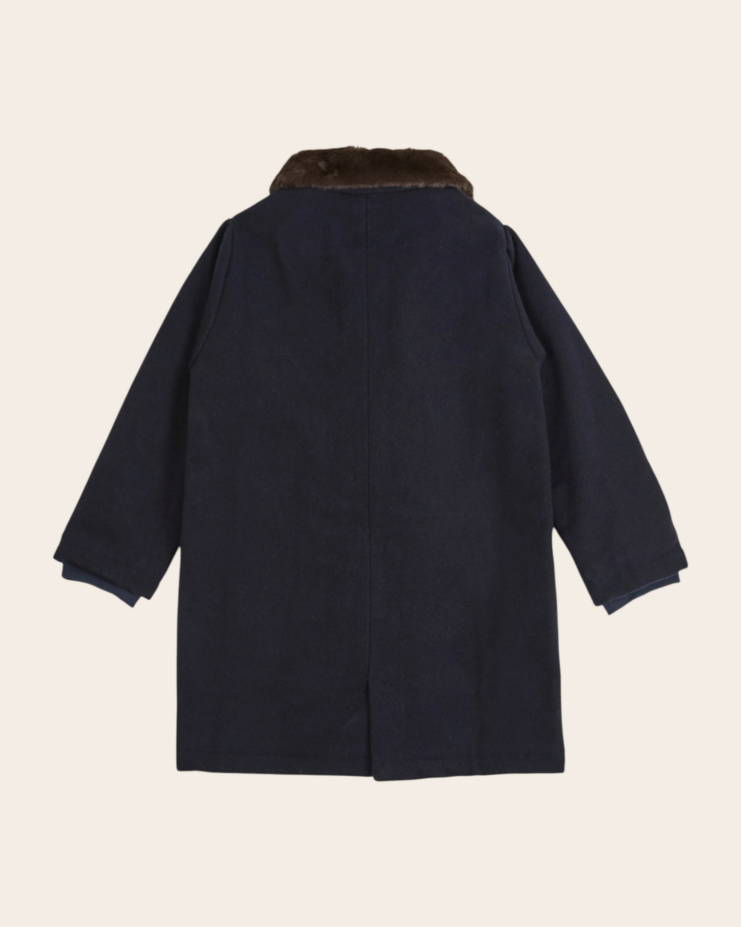 Manteau - Col fourrure laine marine