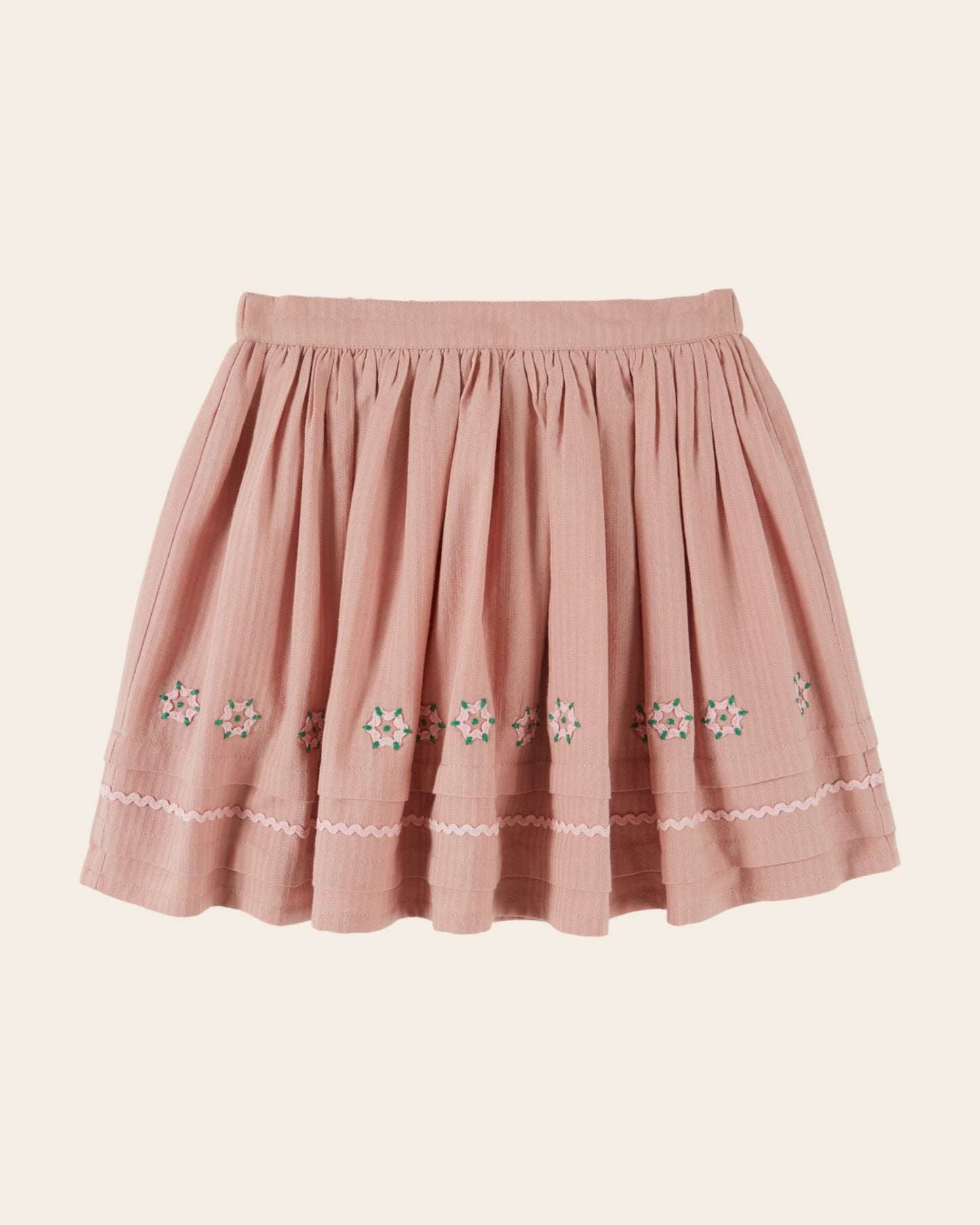 Jupe - Brodée motif rose
