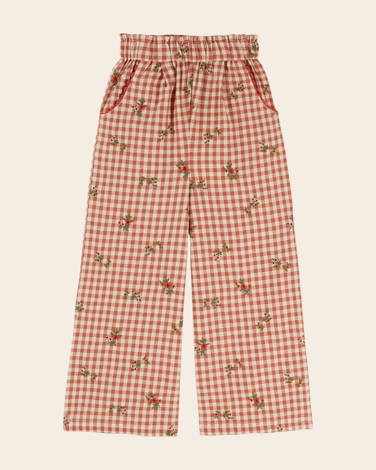 Pantalon - Brodé vichy terracotta