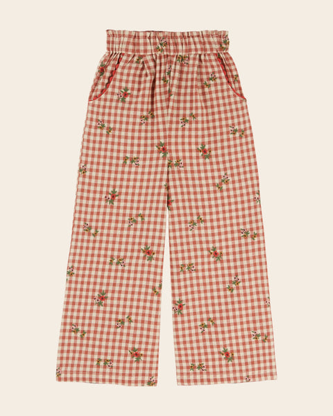 Pantalon - Brodé vichy terracotta