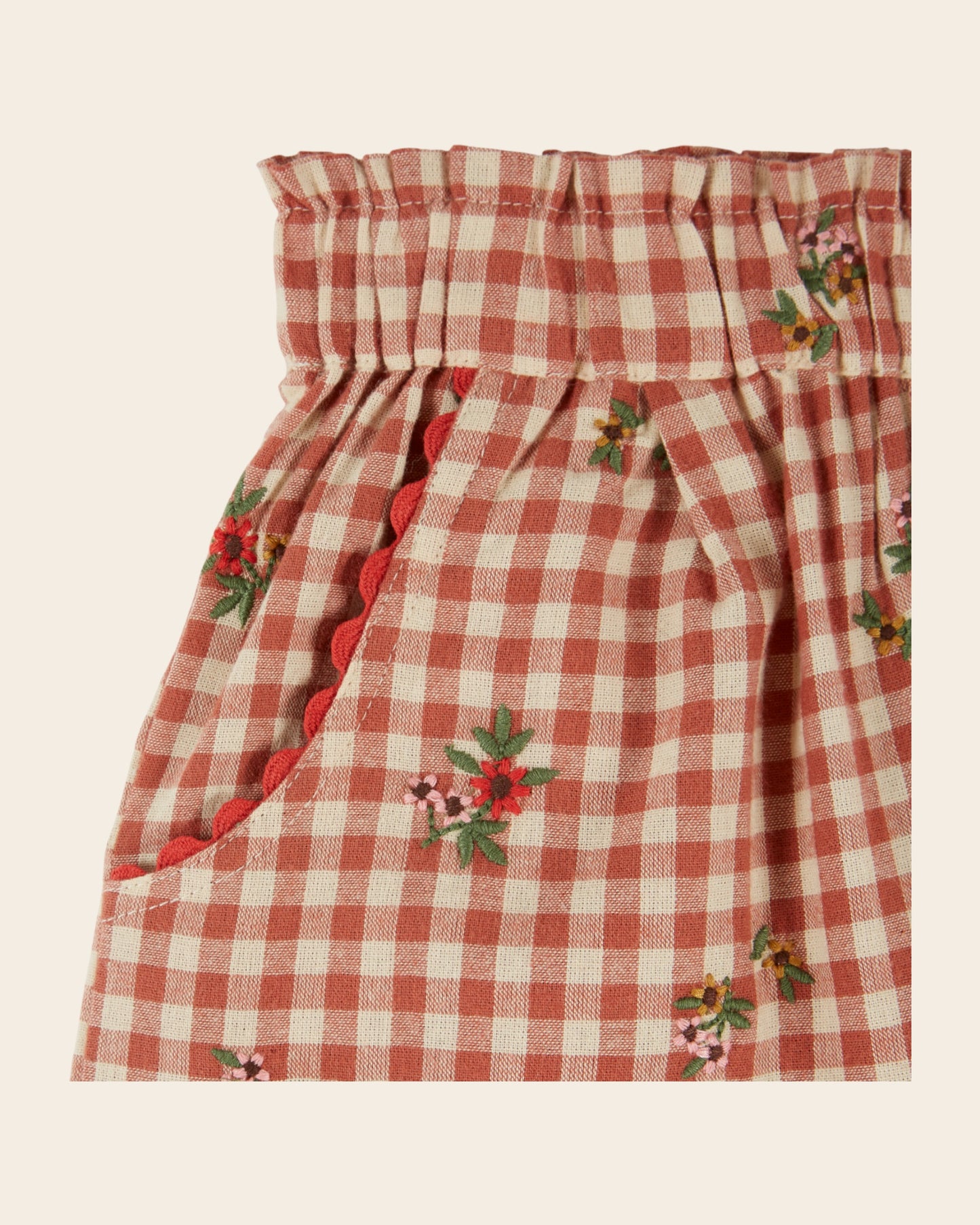 Pantalon - Brodé vichy terracotta