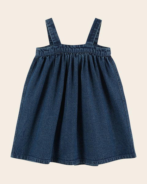 Robe chasuble - Froncée denim bleu