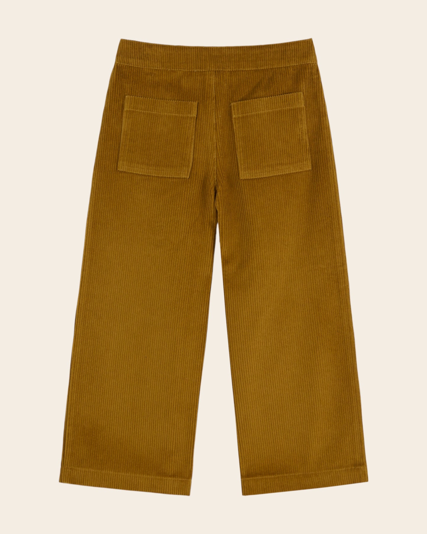 Pantalon - Velours poches fleurs vert