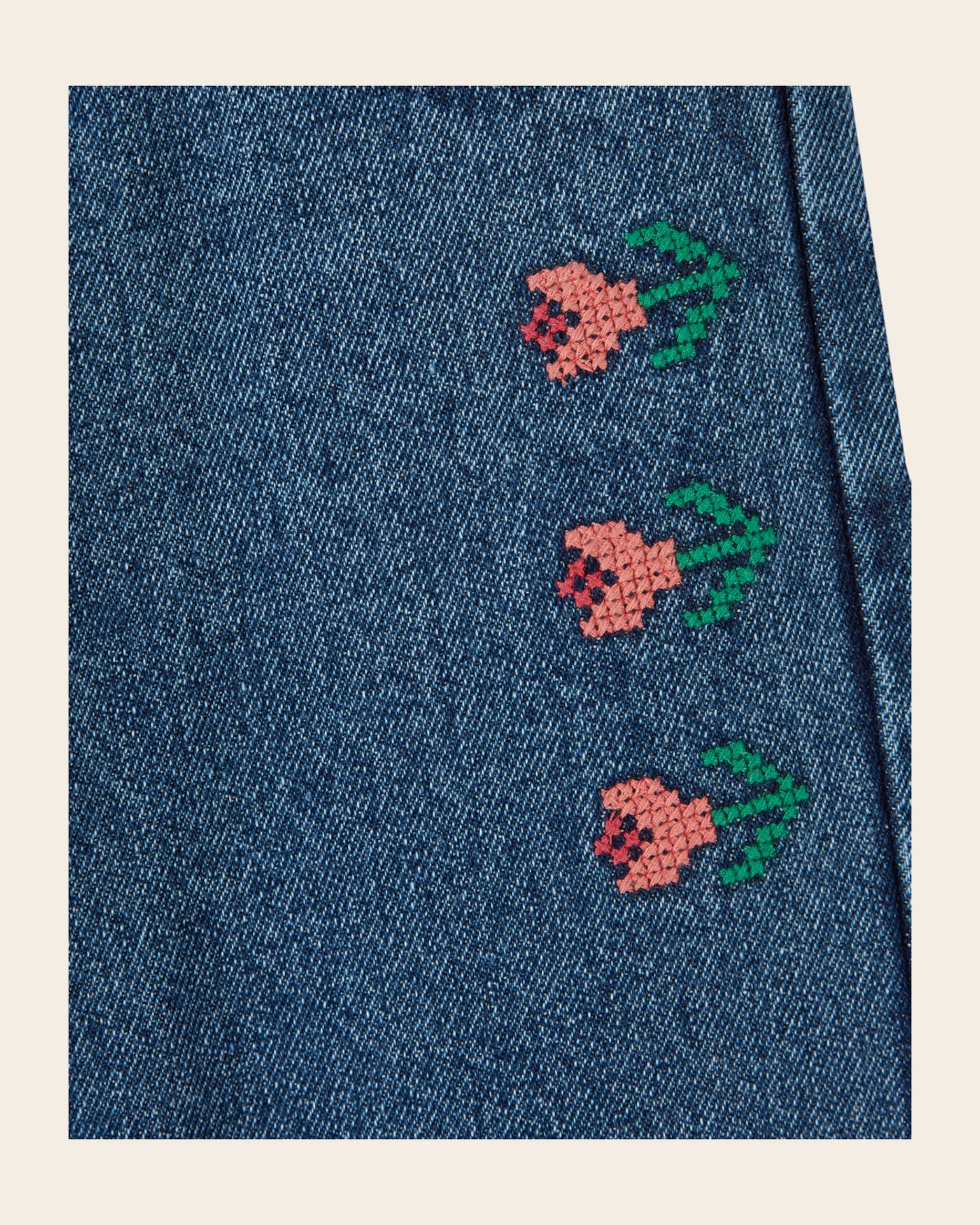 Pantalon - Brodé denim bleu