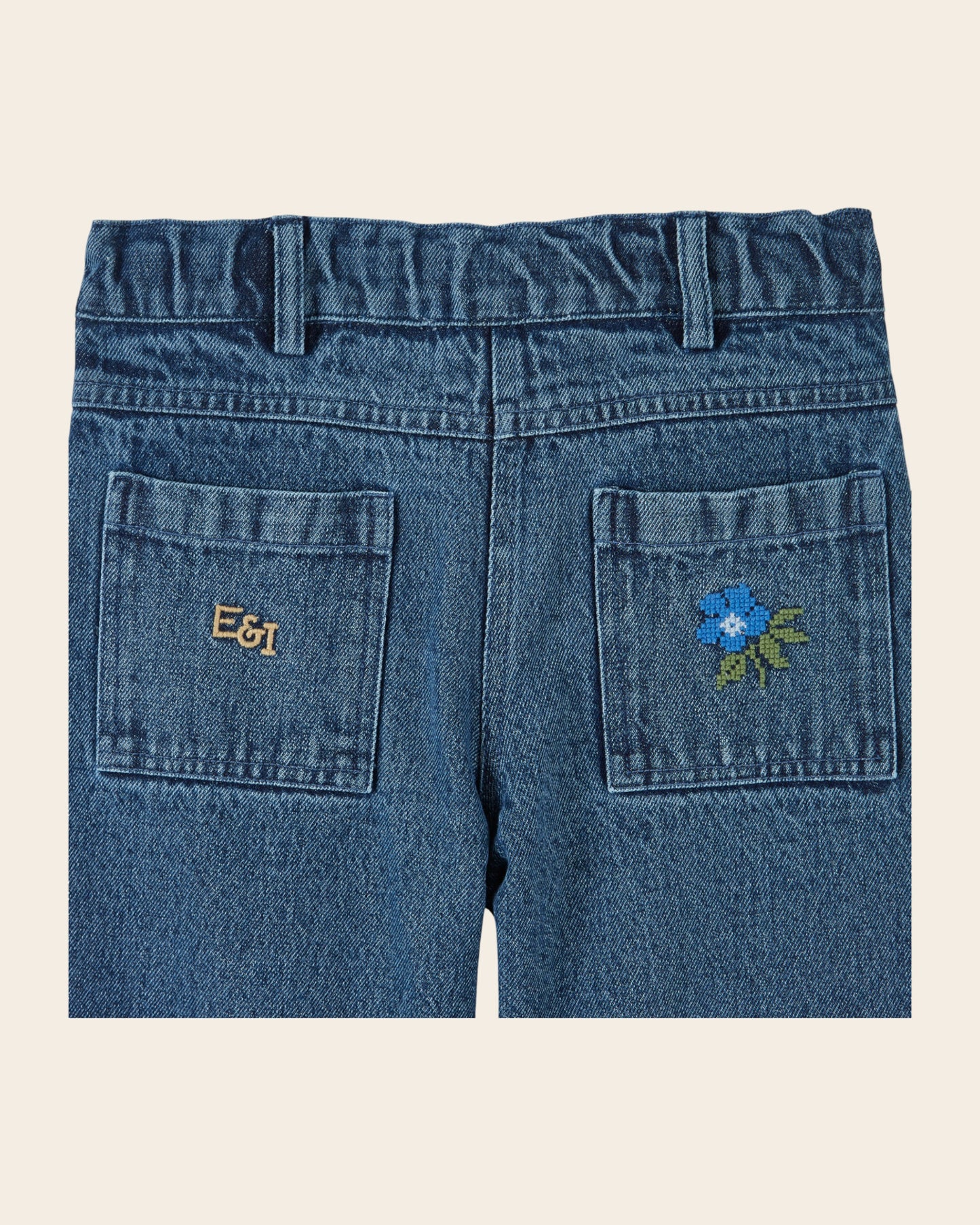 Pantalon - Brodé denim bleu