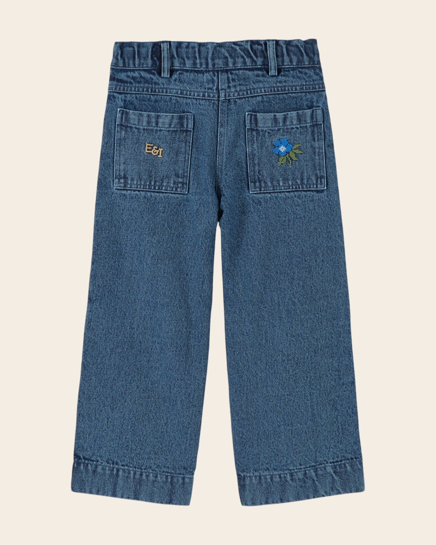 Pantalon - Brodé denim bleu