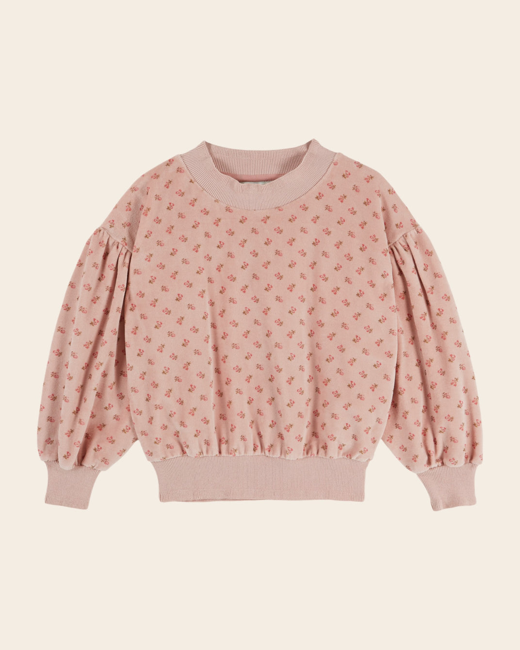 Sweat - Velours fleuri rose