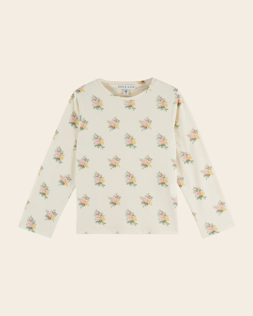 T-shirt manches longues - Fleuri écru