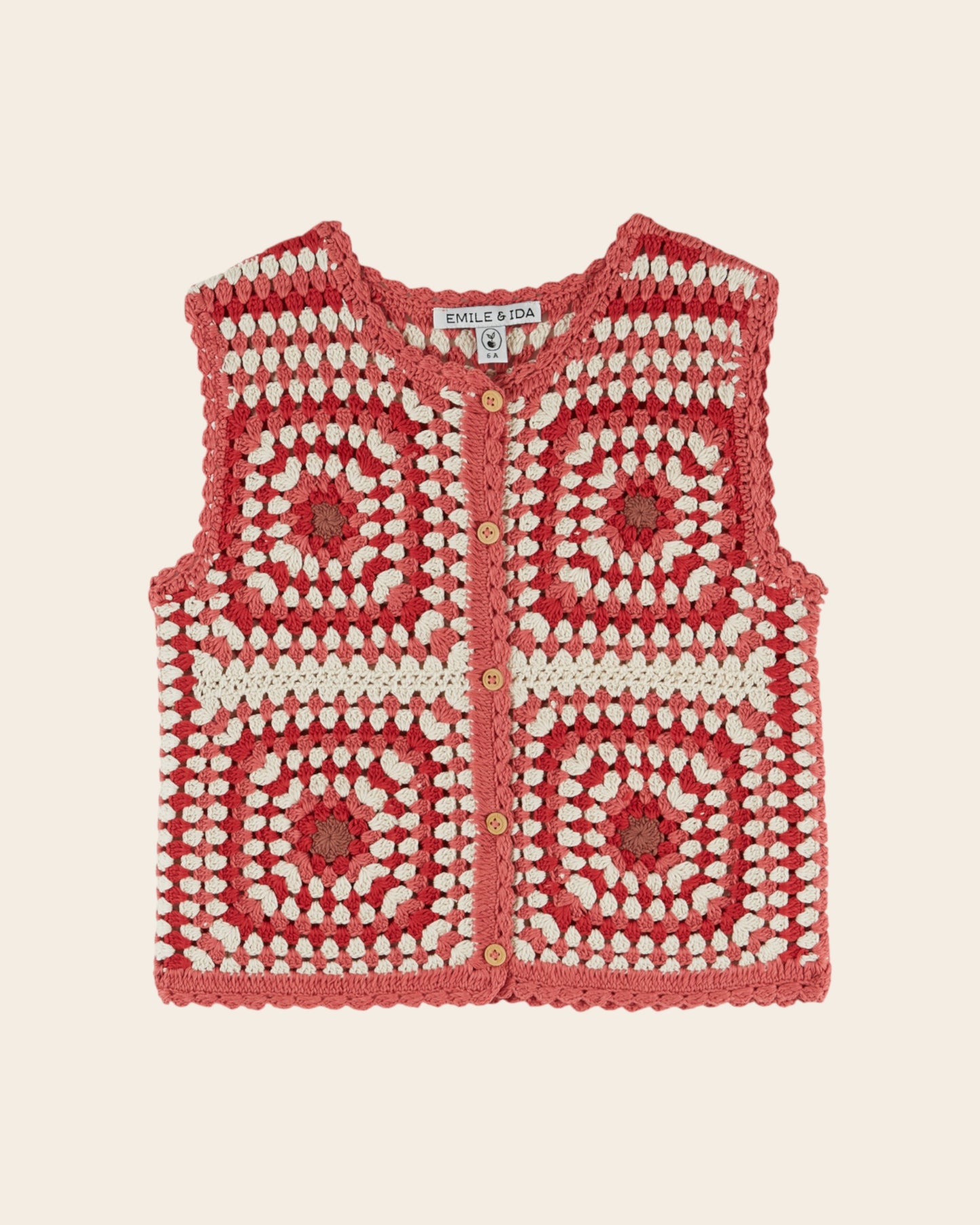 Cardigan sans manches - Crochet rose