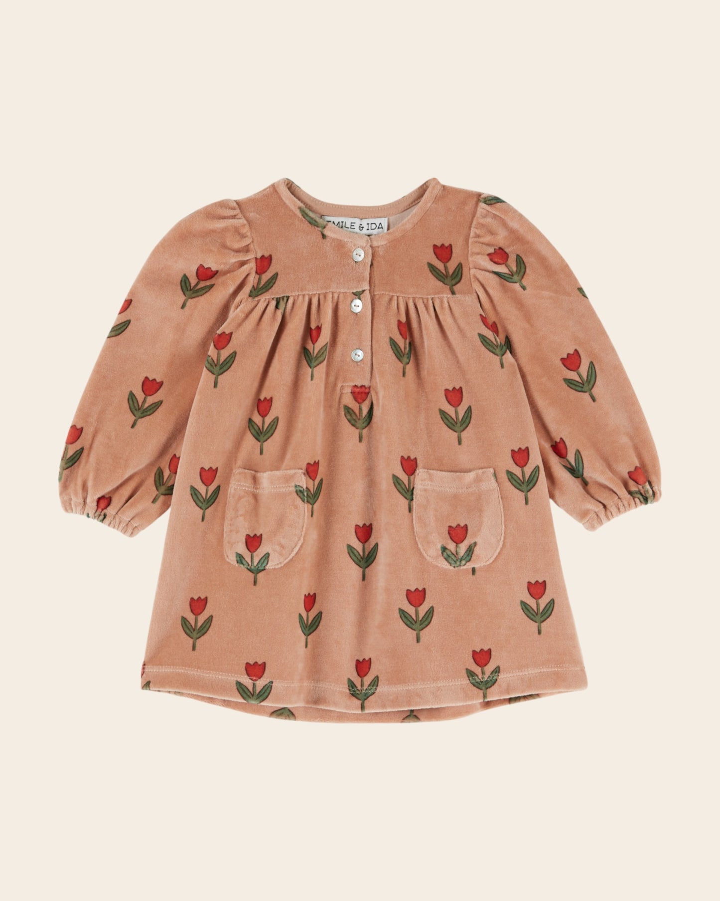 Robe bébé - Velours tulipe rose