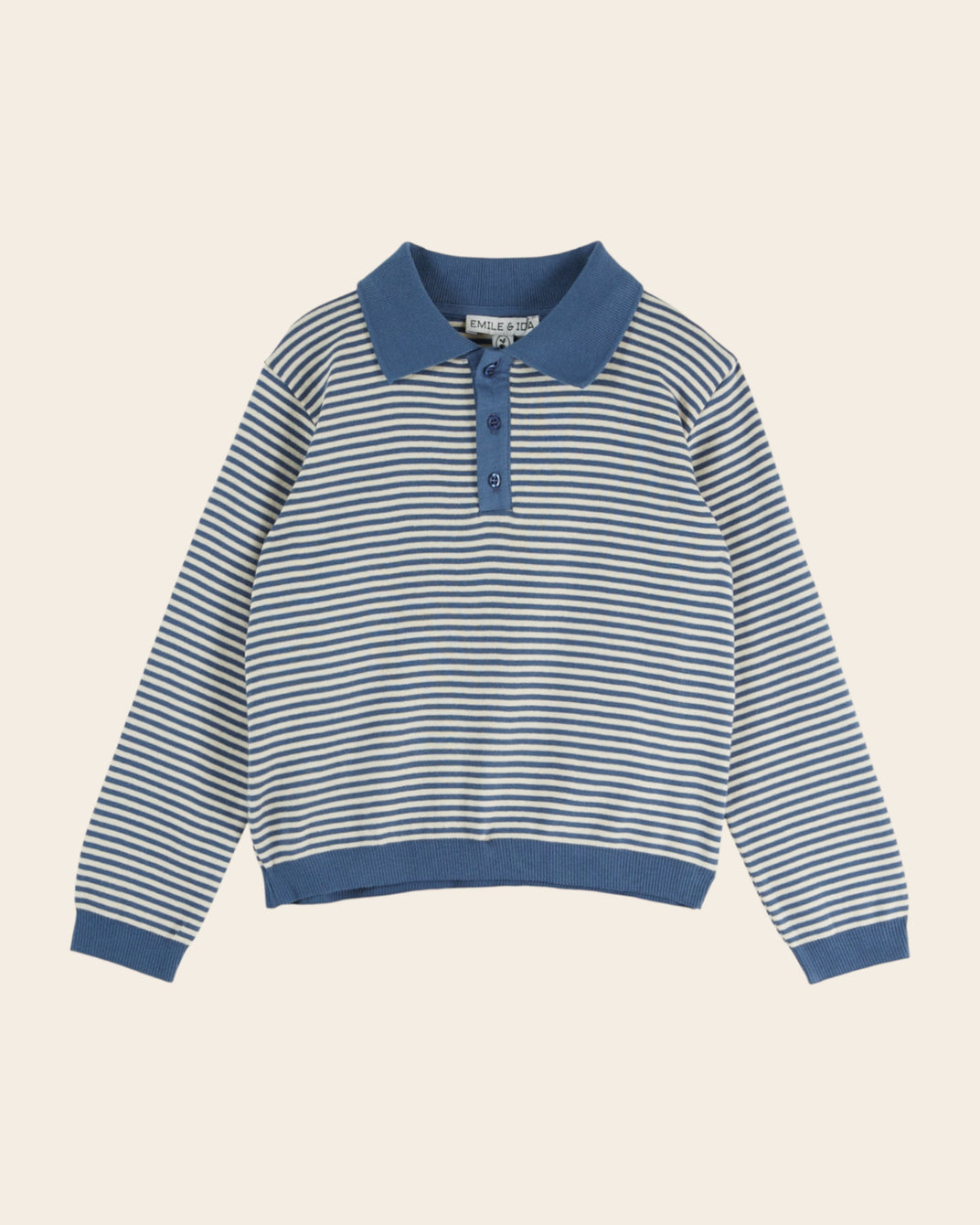 Sweat polo - Rayé bleu et blanc
