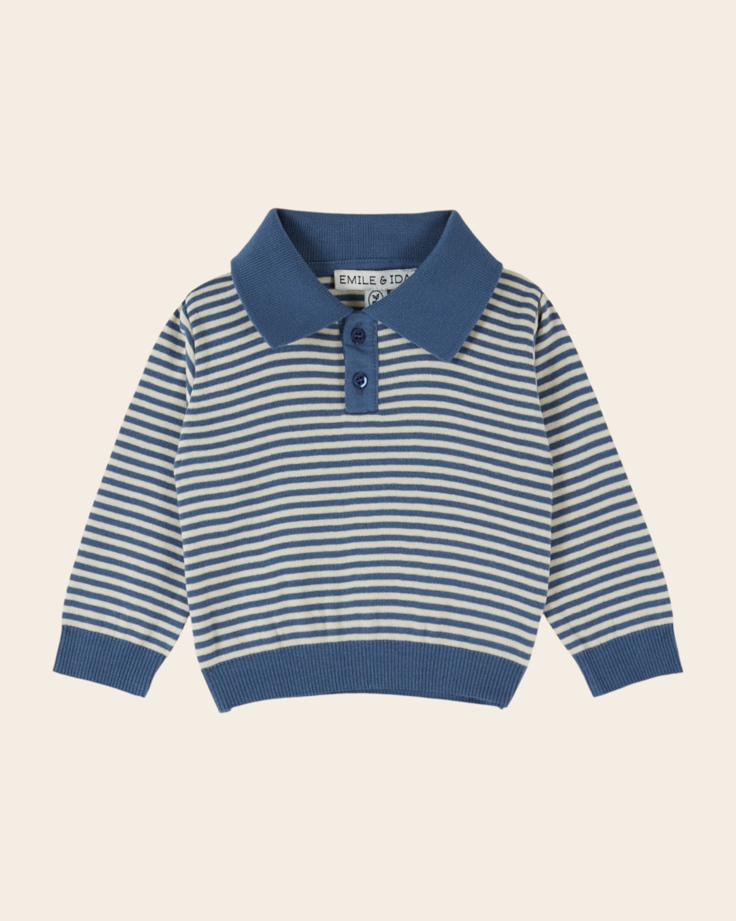 Sweat polo - Rayé bleu et blanc