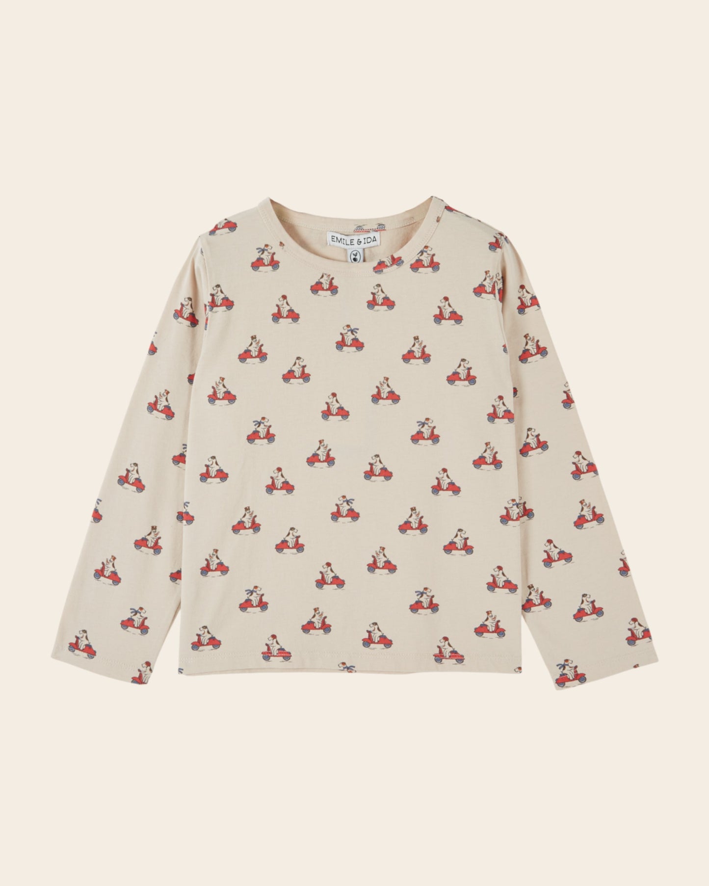T-shirt manches longues - Chiens scooter beige