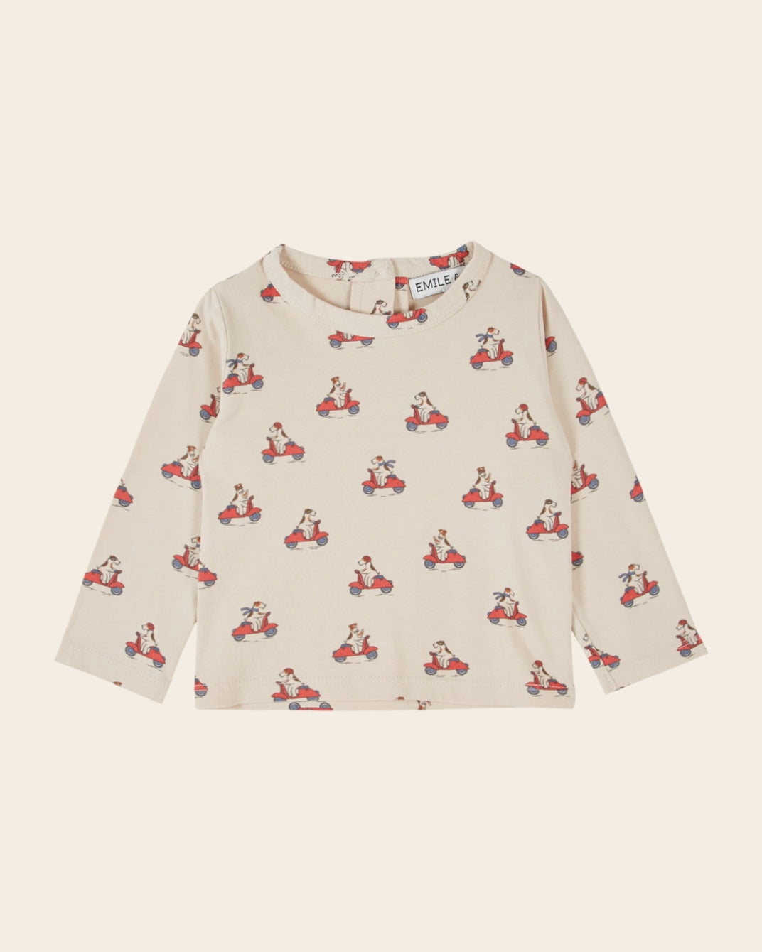 T-shirt manches longues - Chiens scooter beige