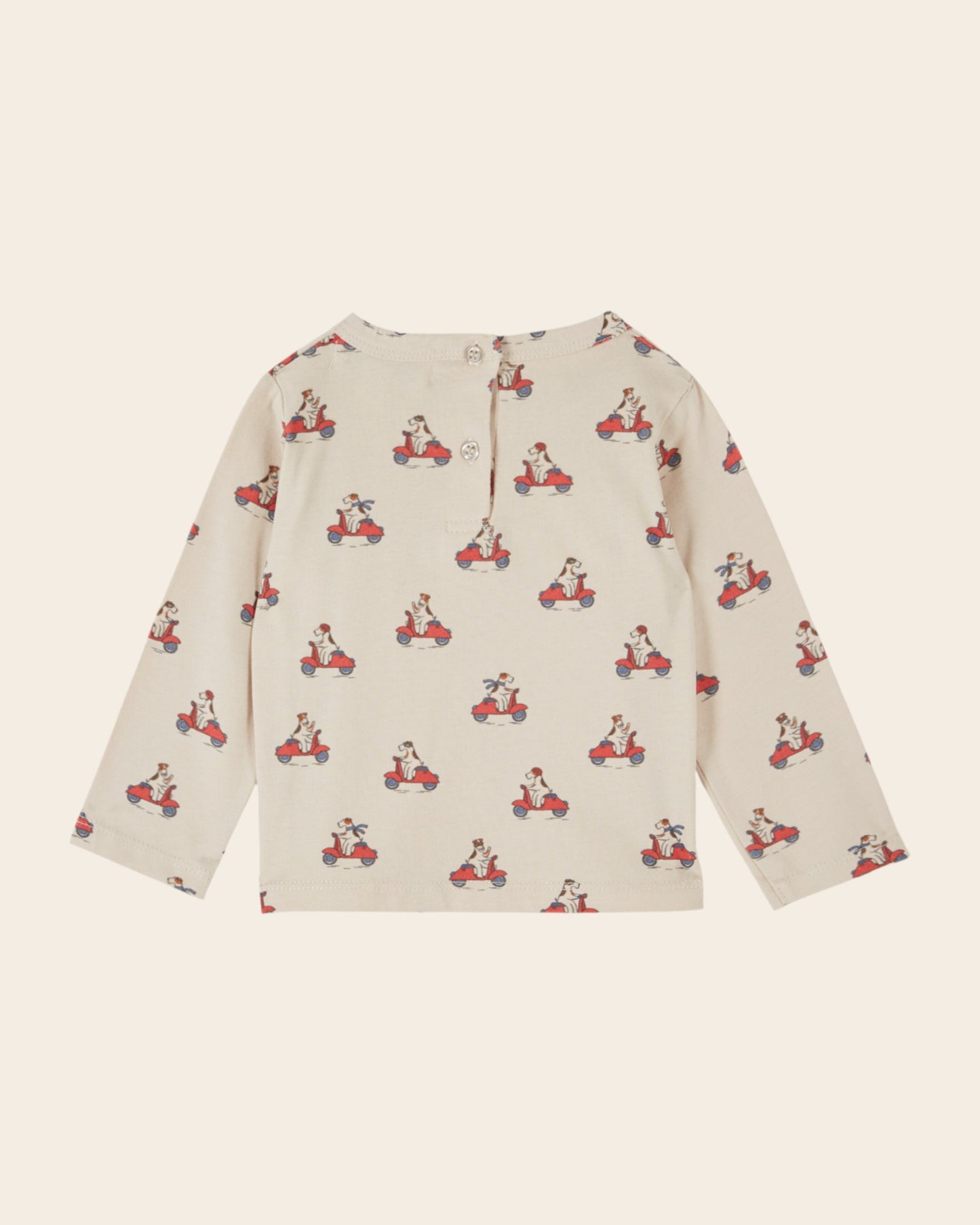 T-shirt manches longues - Chiens scooter beige
