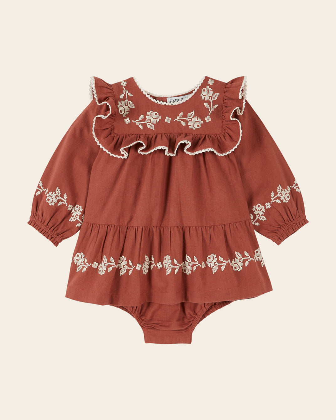 Robe barboteuse - Brodée terracotta