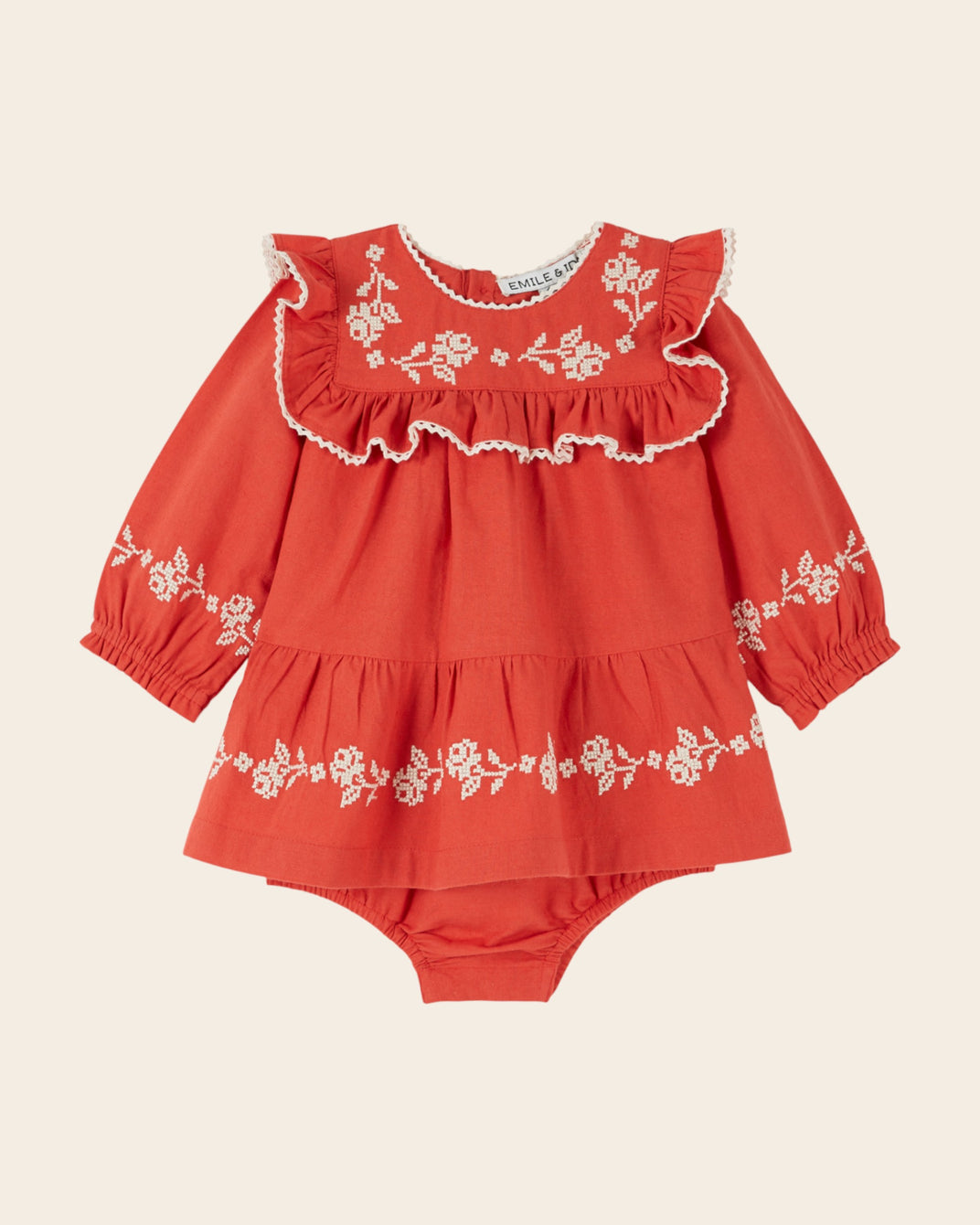 Robe barboteuse - Brodée rouge