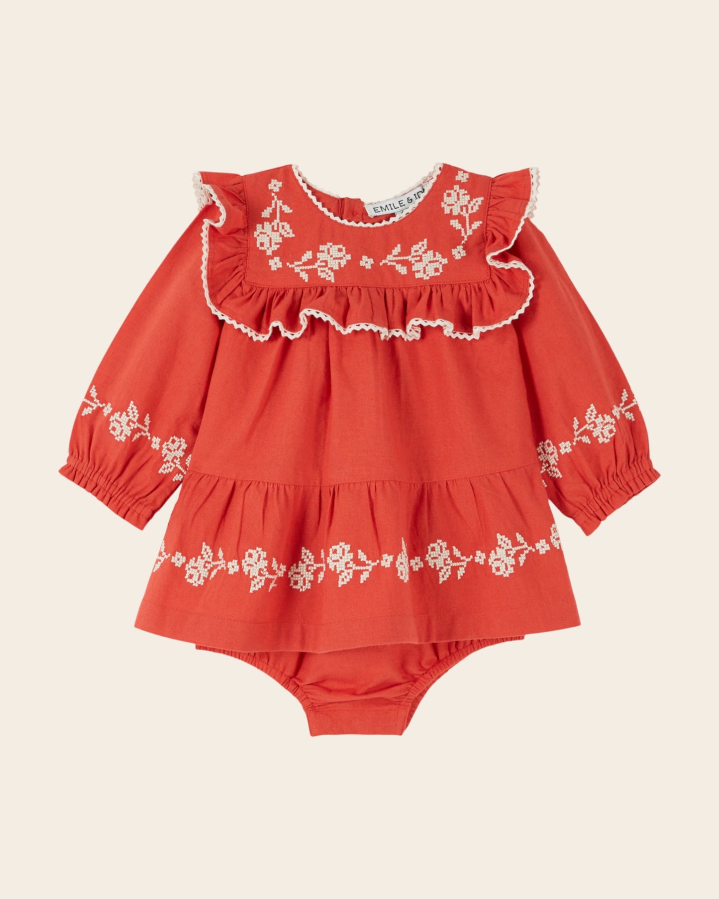 Robe barboteuse - Brodée rouge