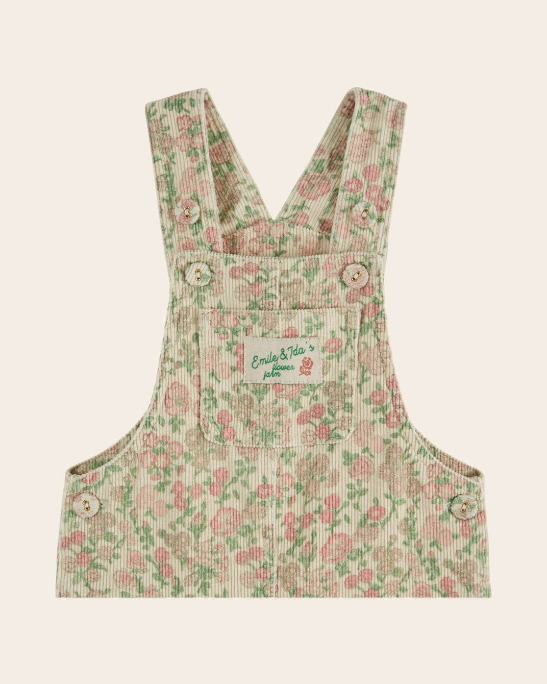 Salopette - Velours fleuri vert