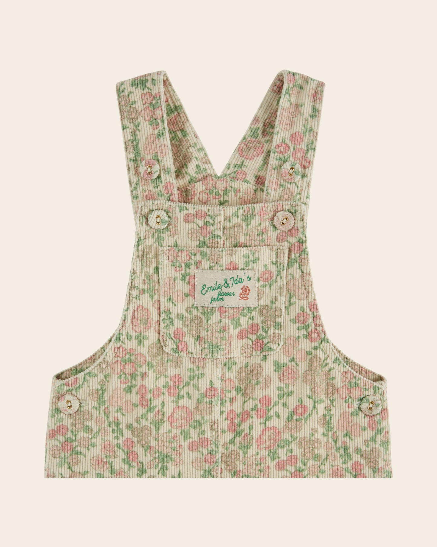 Salopette - Velours fleuri vert