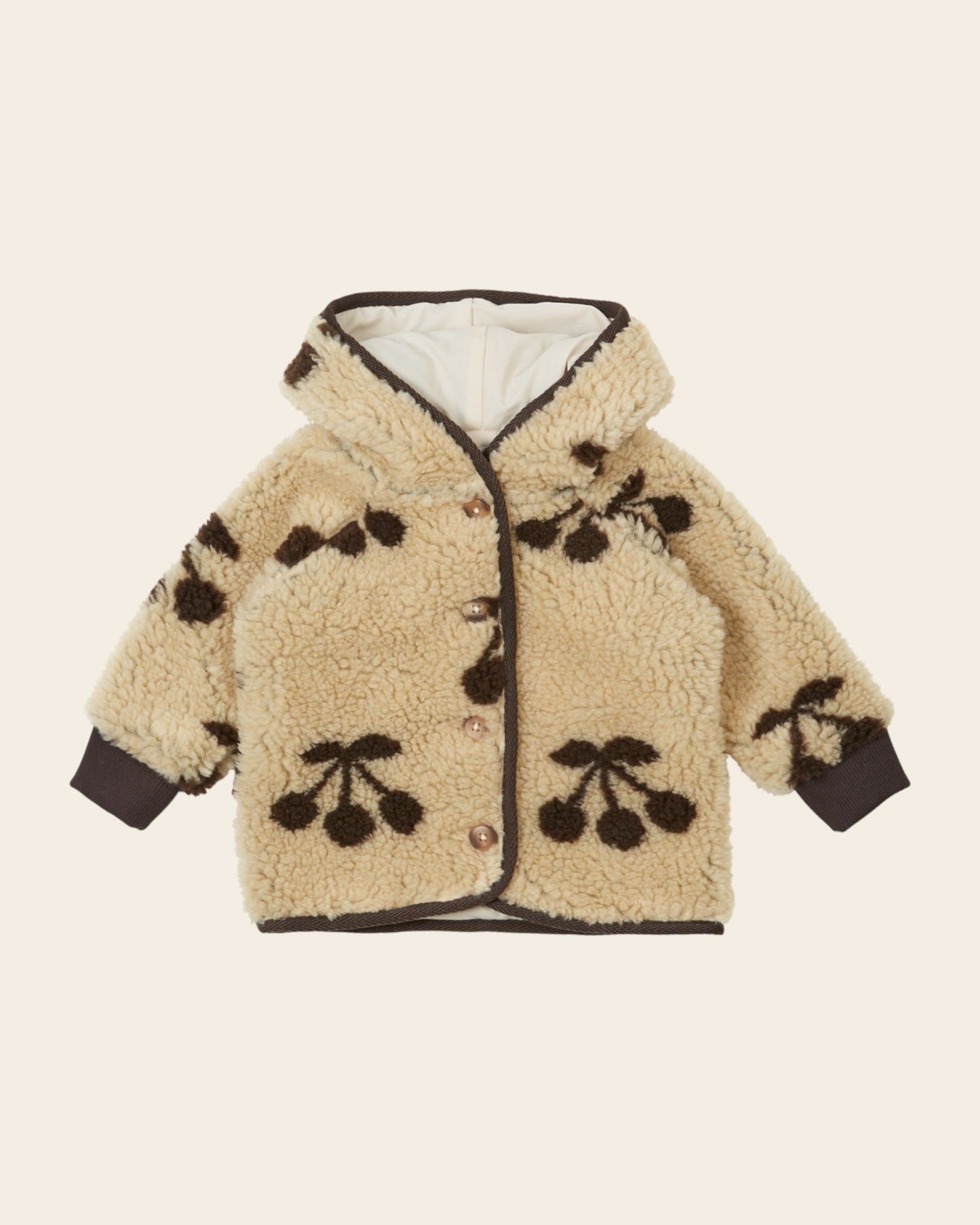Manteau moumoute - Cerise beige