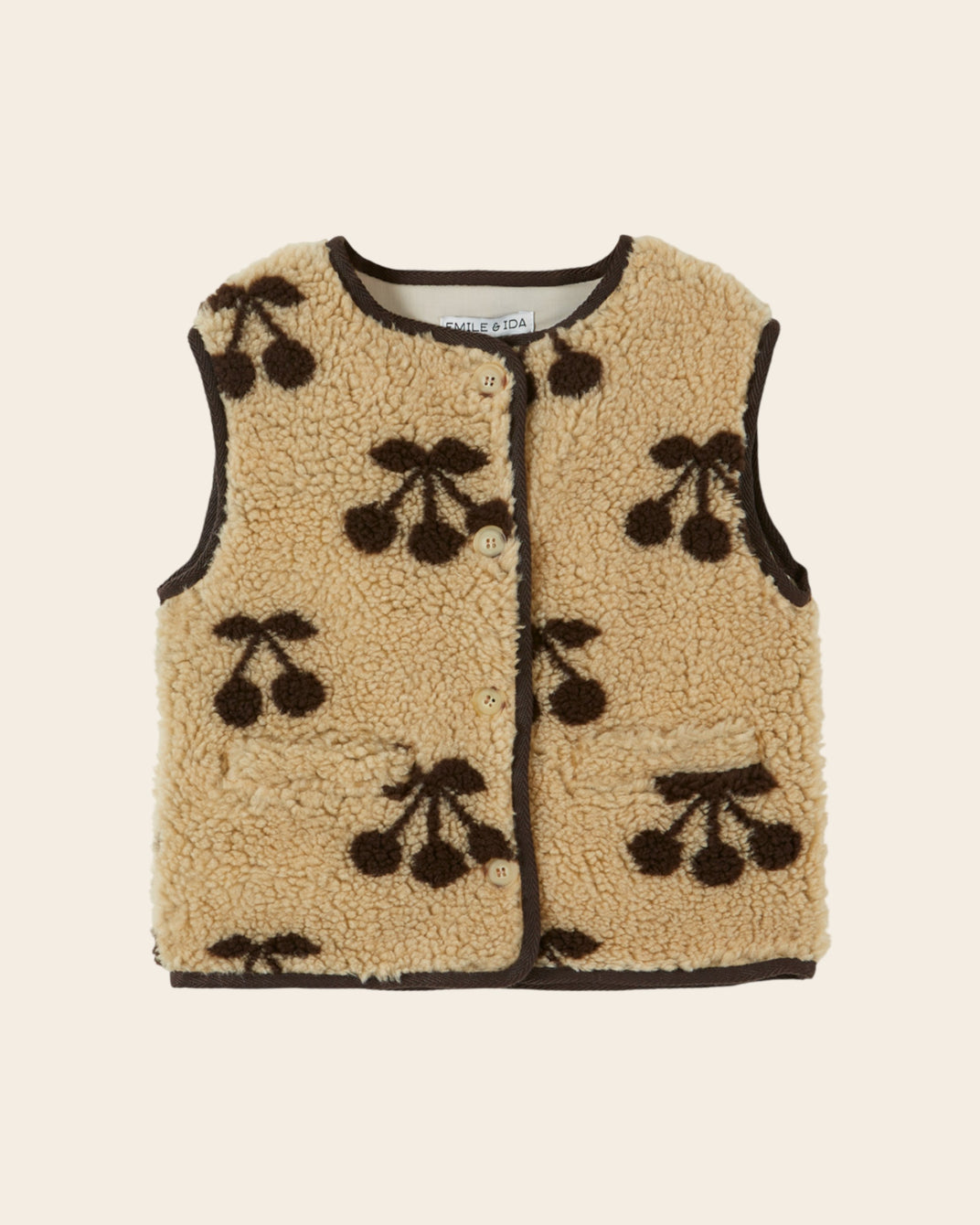 Veste sans manches enfant - Moumoute cerise beige