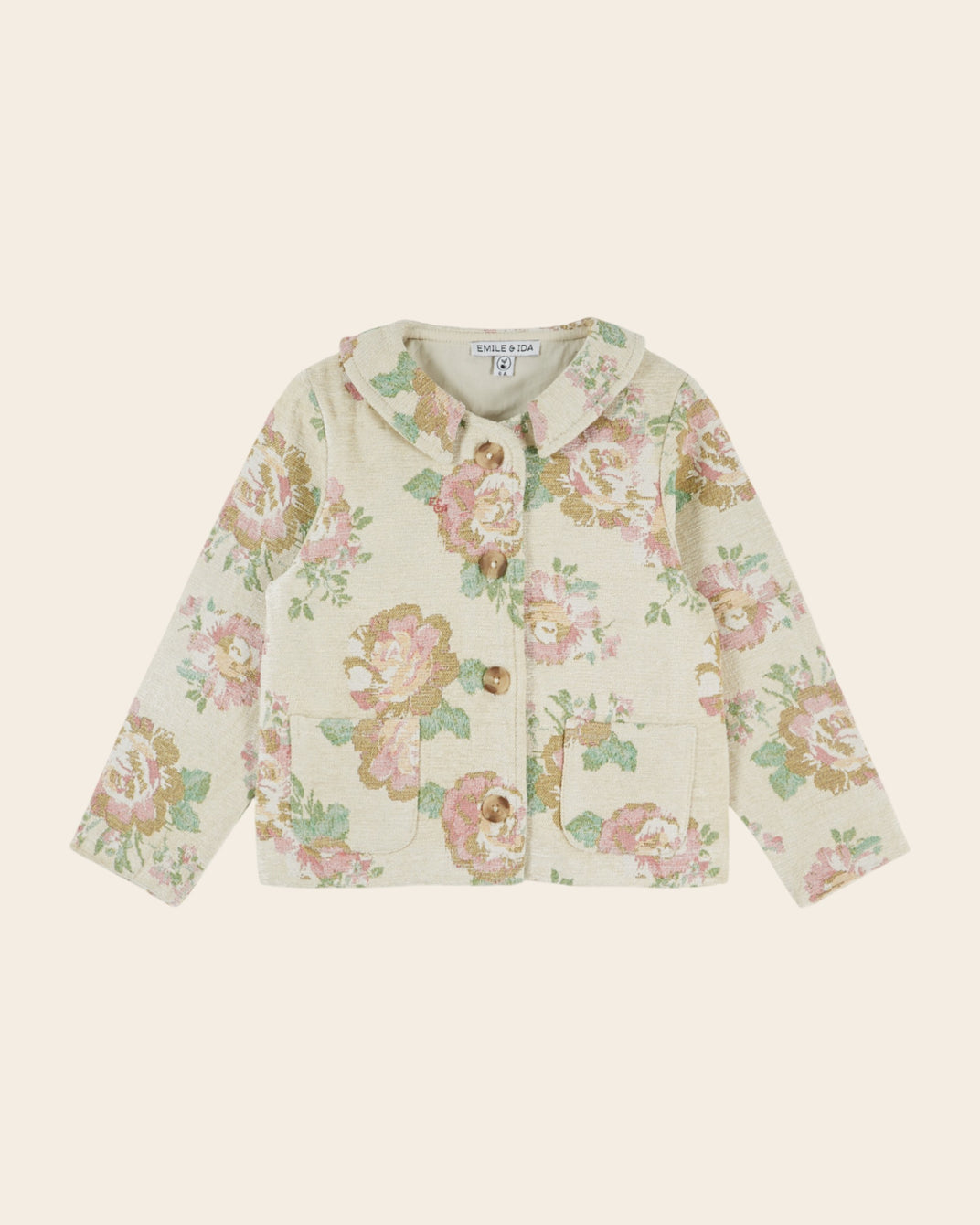 Veste - Jacquard fleuri beige