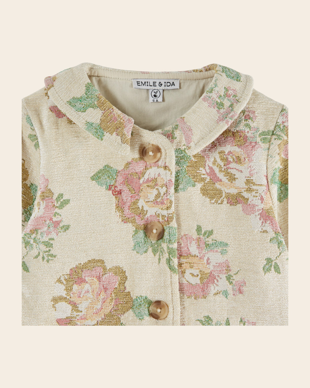 Veste - Jacquard fleuri beige