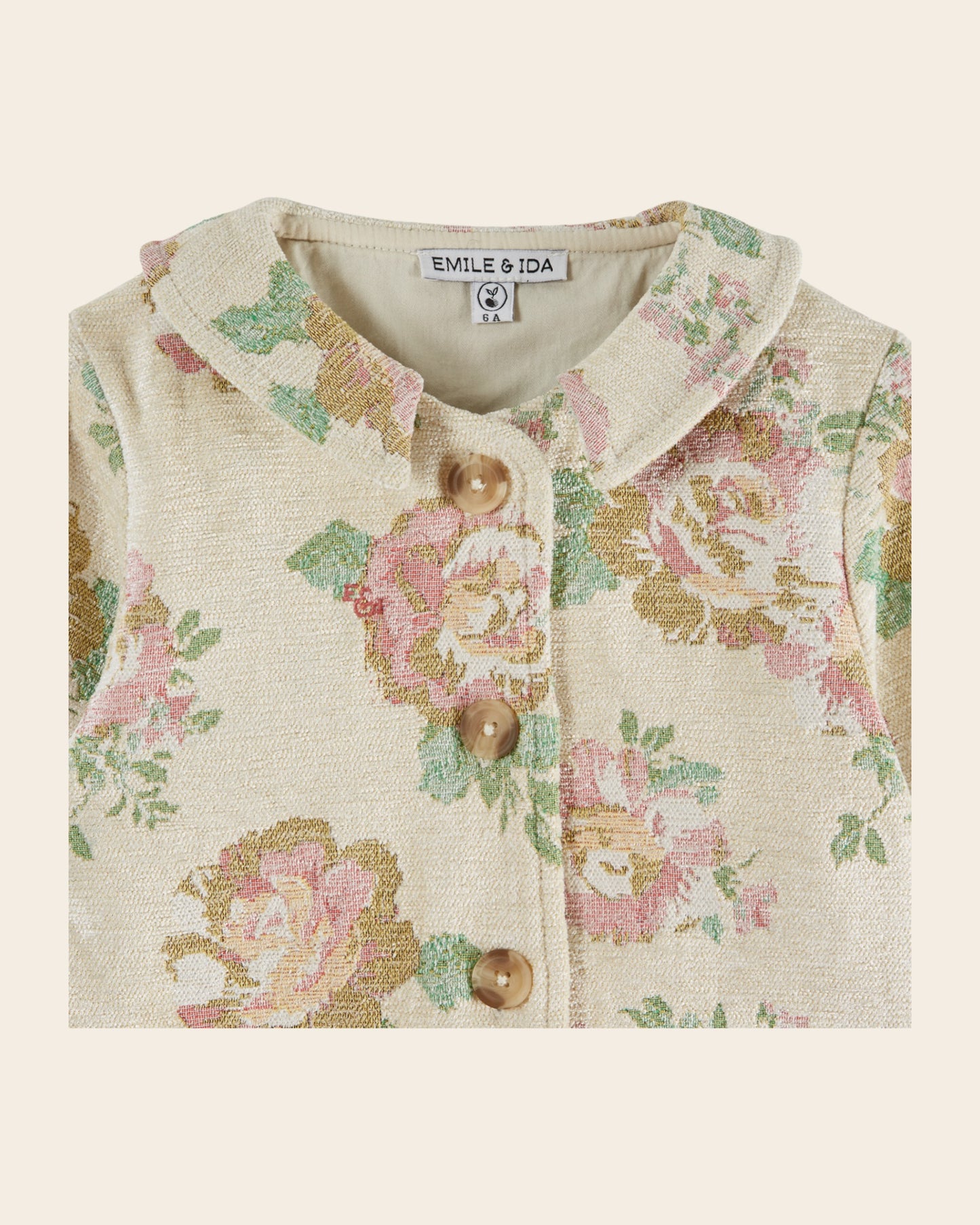 Veste - Jacquard fleuri beige