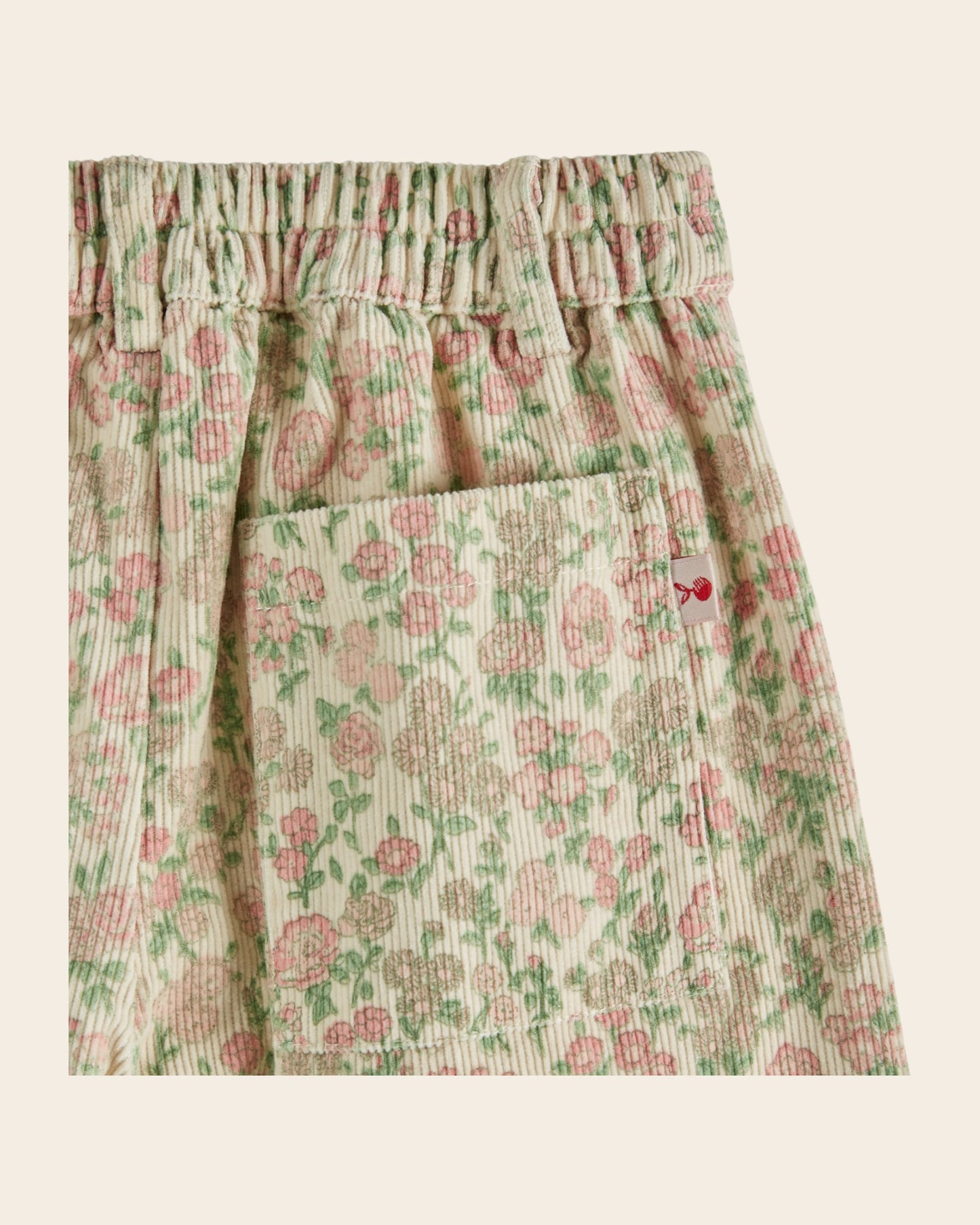 Pantalon - Velours fleuri vert