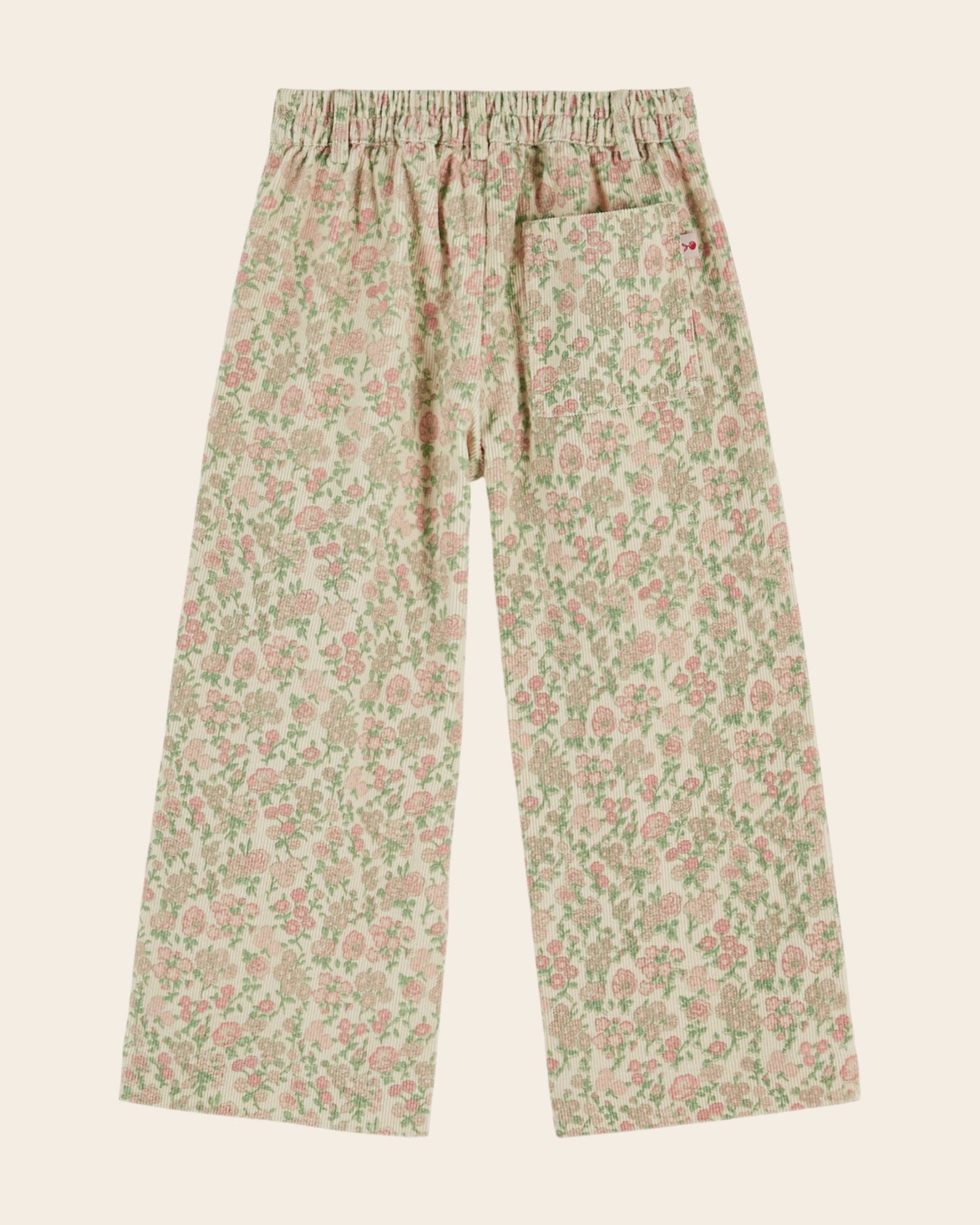 Pantalon - Velours fleuri vert