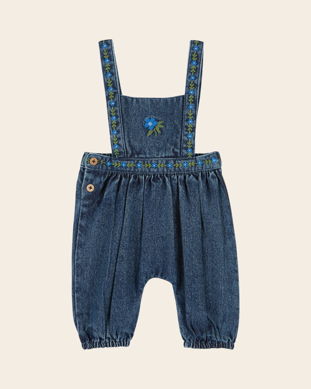 Salopette - Brodée denim bleu