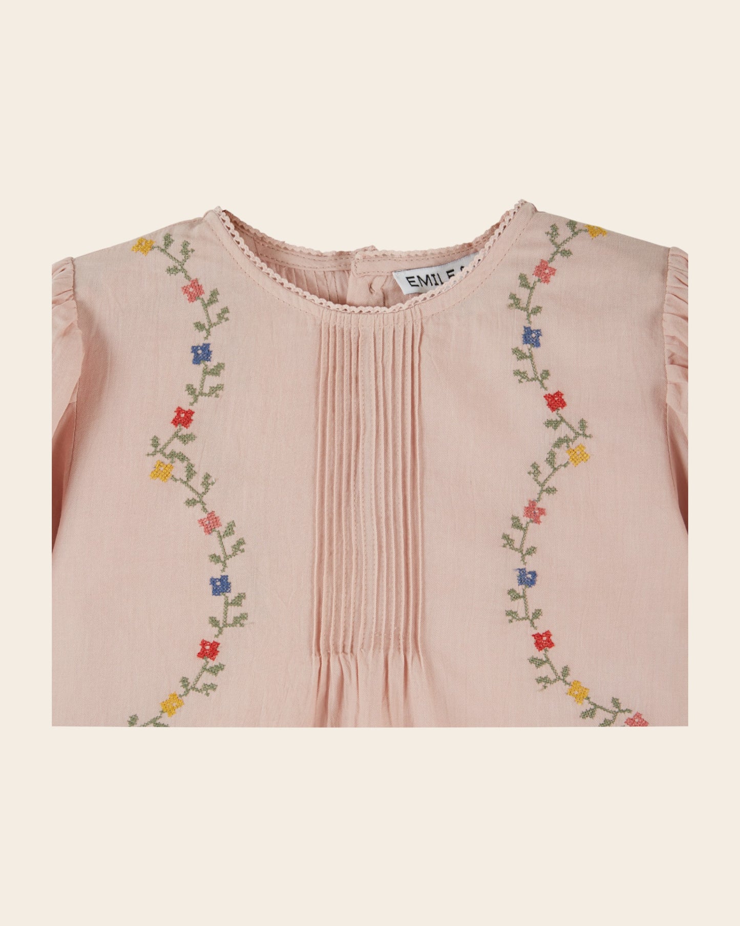 Blouse - Guirlande point de croix rose