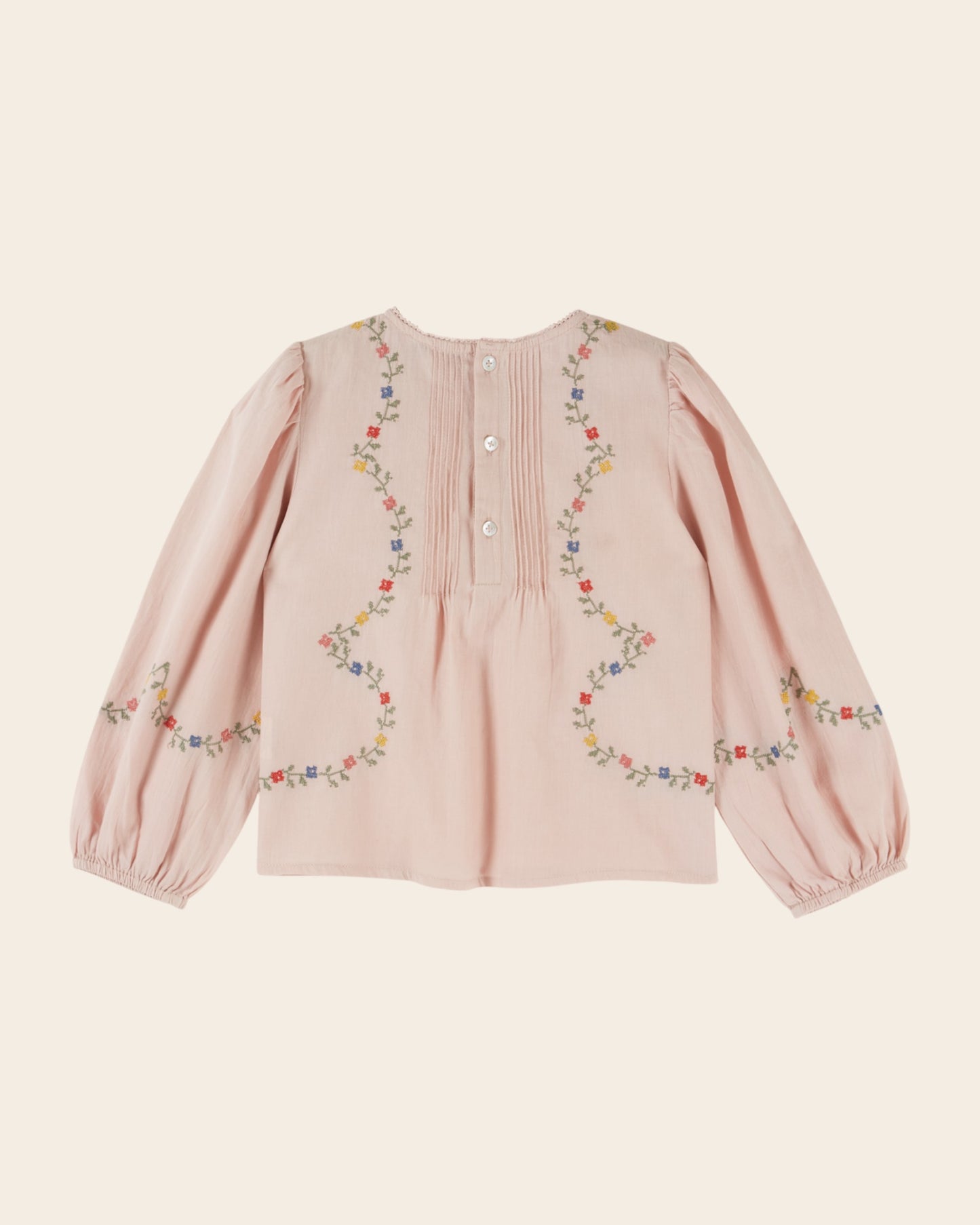 Blouse - Guirlande point de croix rose