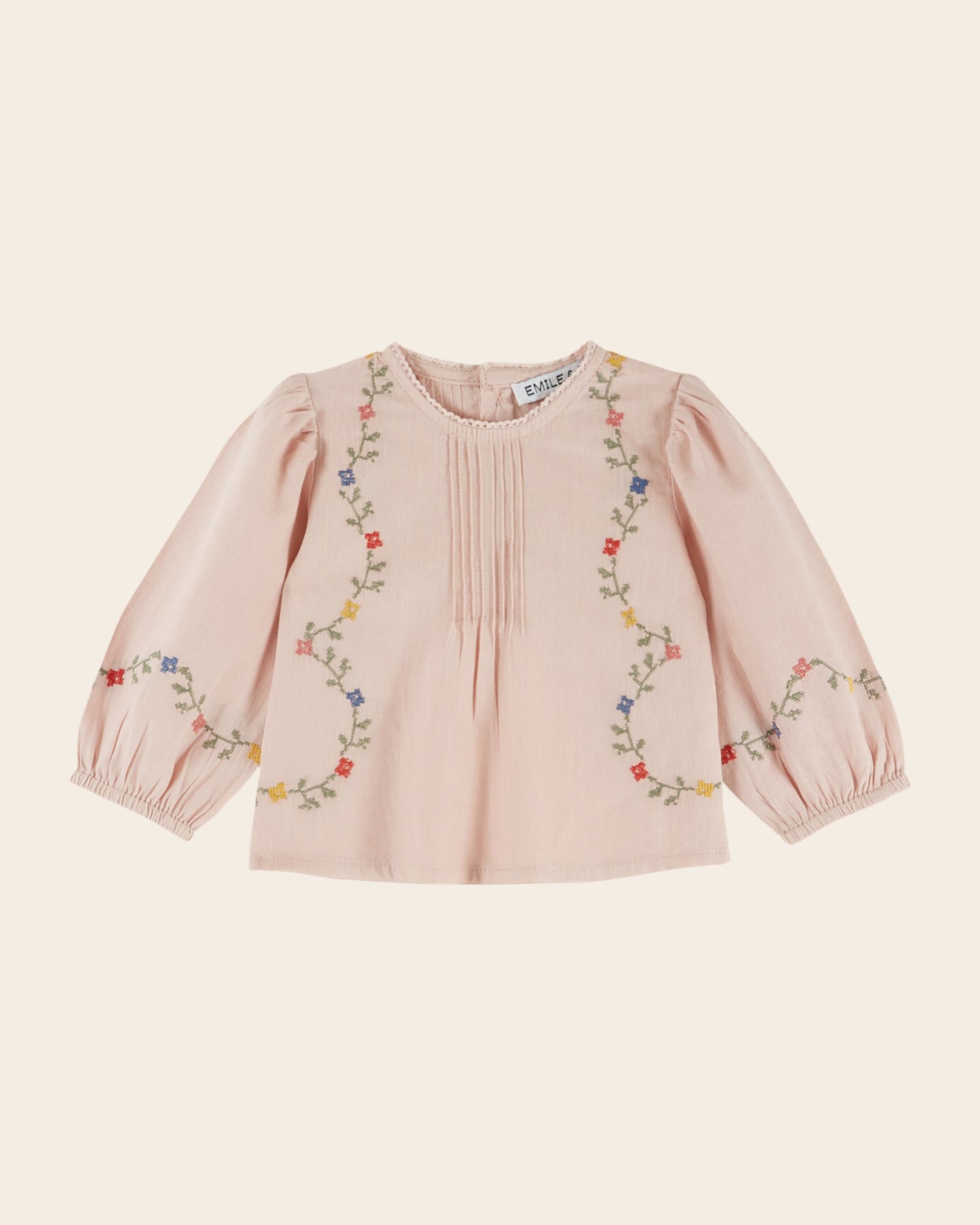 Blouse - Guirlande point de croix rose
