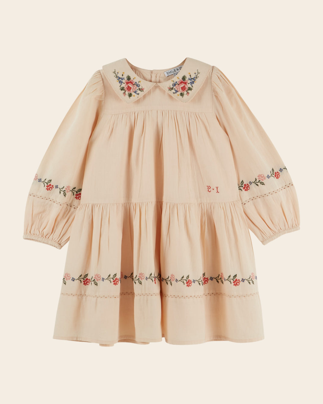 Robe - Brodée point de croix beige