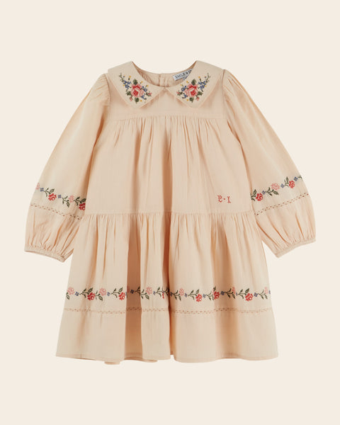 Robe - Brodée point de croix beige