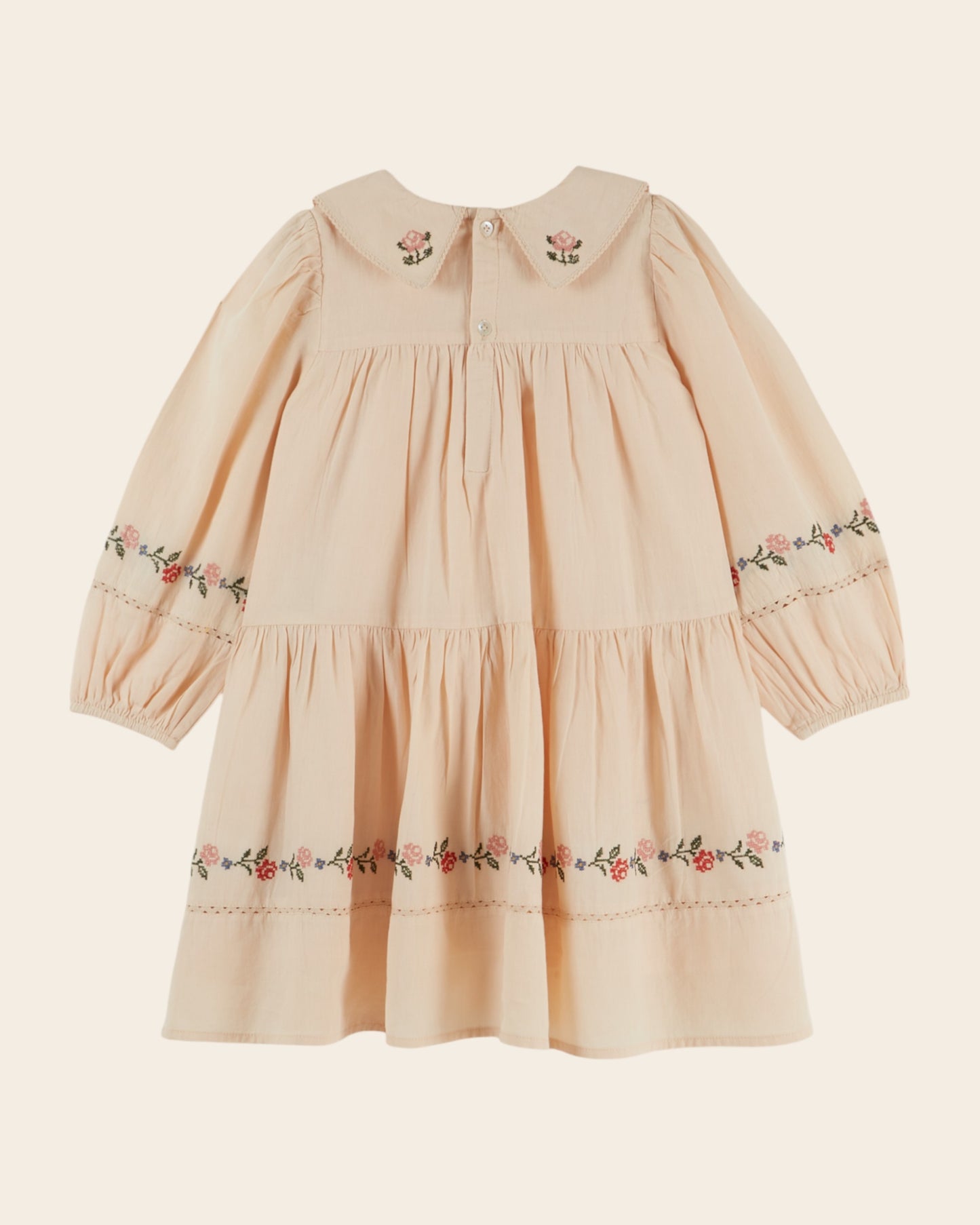 Robe - Brodée point de croix beige