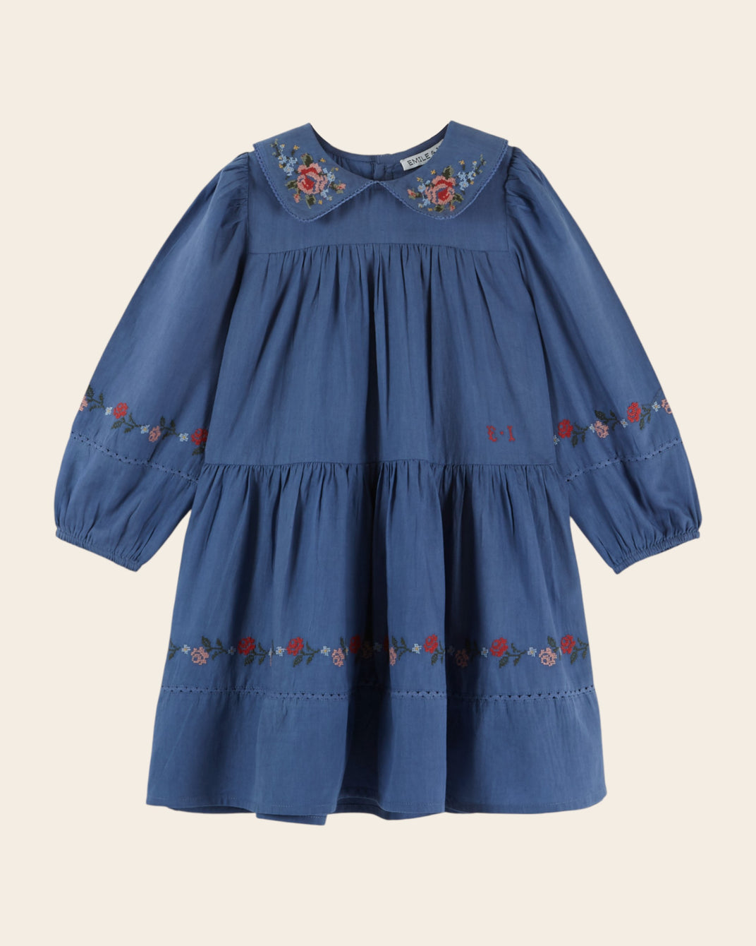 Robe - Brodée point de croix bleu