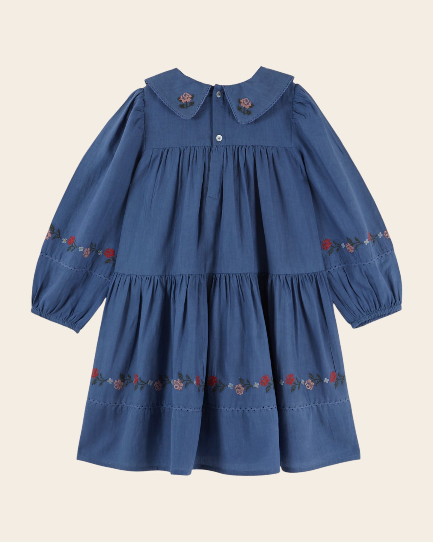 Robe - Brodée point de croix bleu