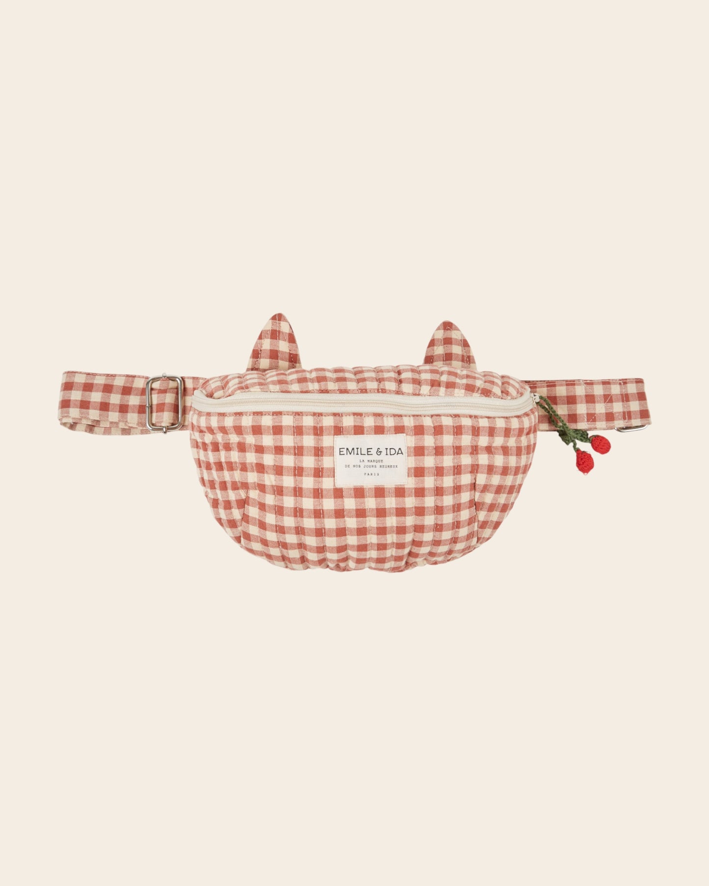 Sac banane chat - Vichy terracotta