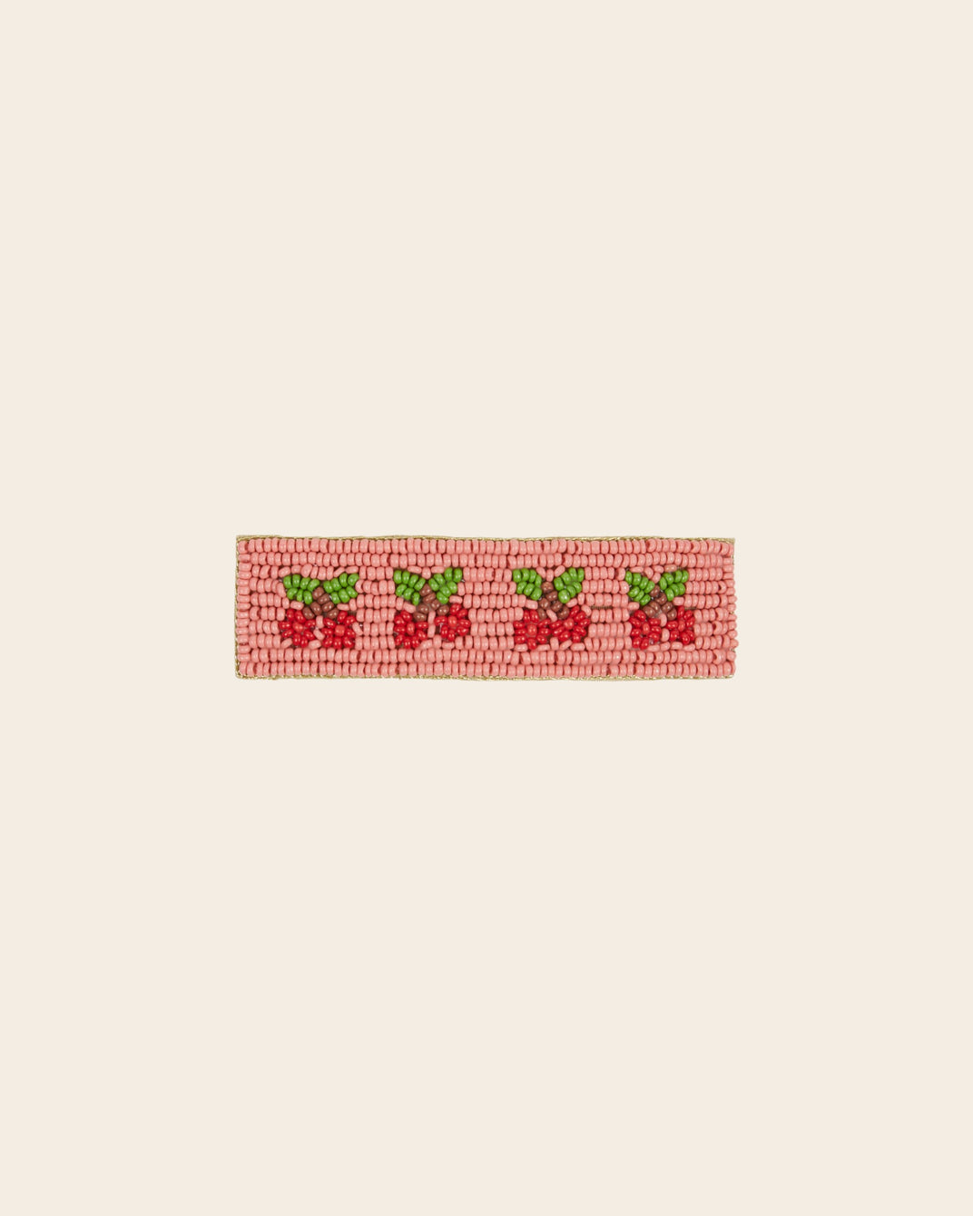 Barrette - Cerises perles roses