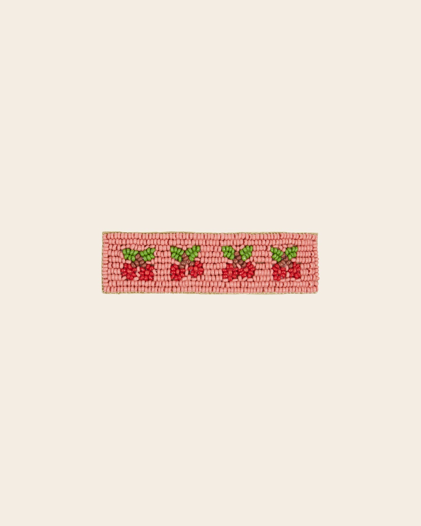 Barrette - Cerises perles roses