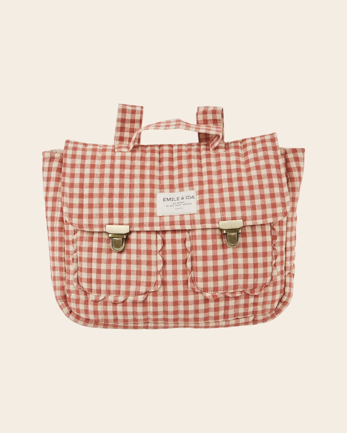 Cartable - Matelassé vichy terracotta